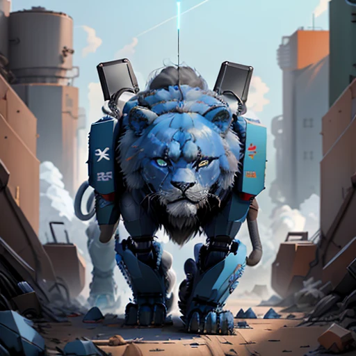 diesel pankai、military robot body parts、Blue body、quadrupedal walking、Lion-shaped