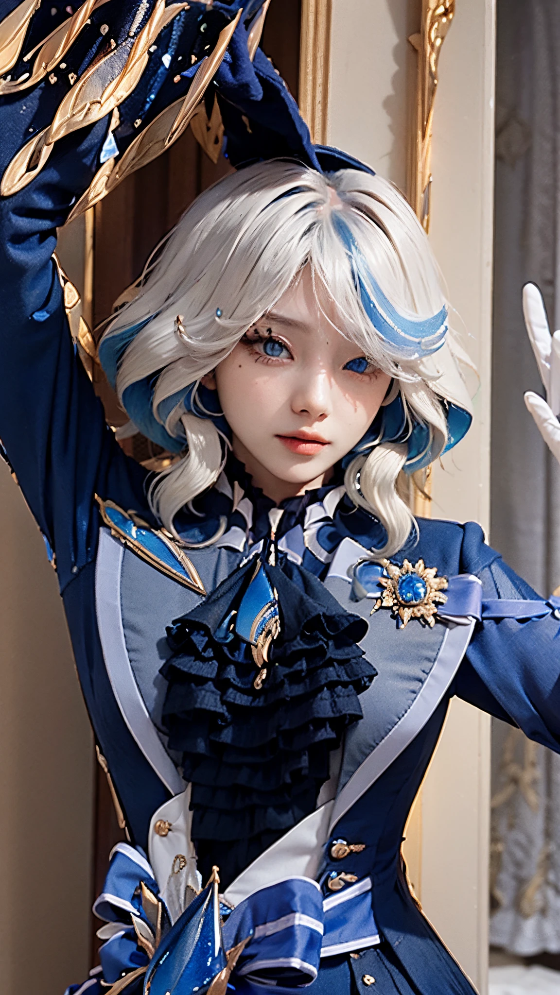 Beautiful woman, Blue clothes