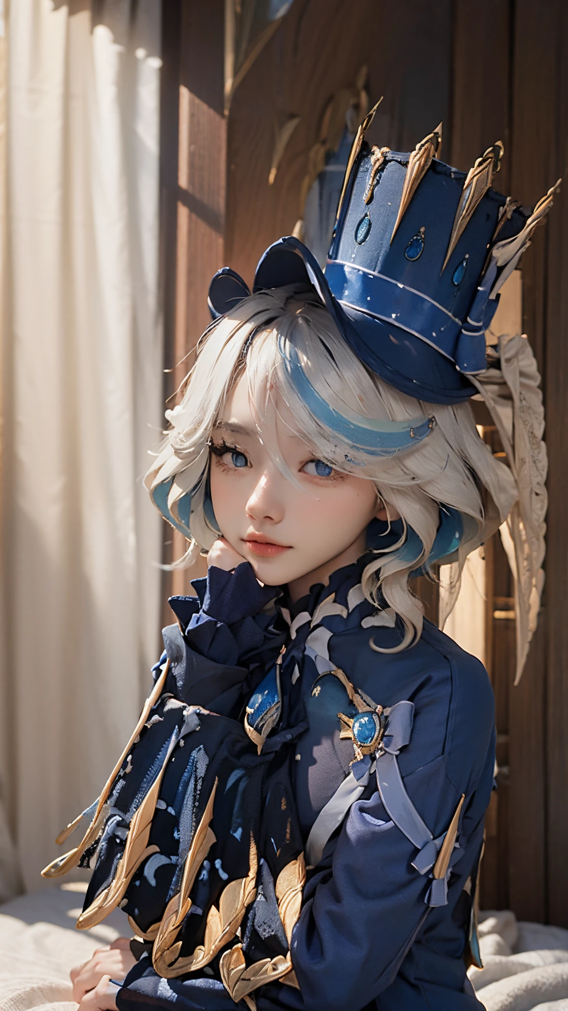 Beautiful woman, Blue clothes