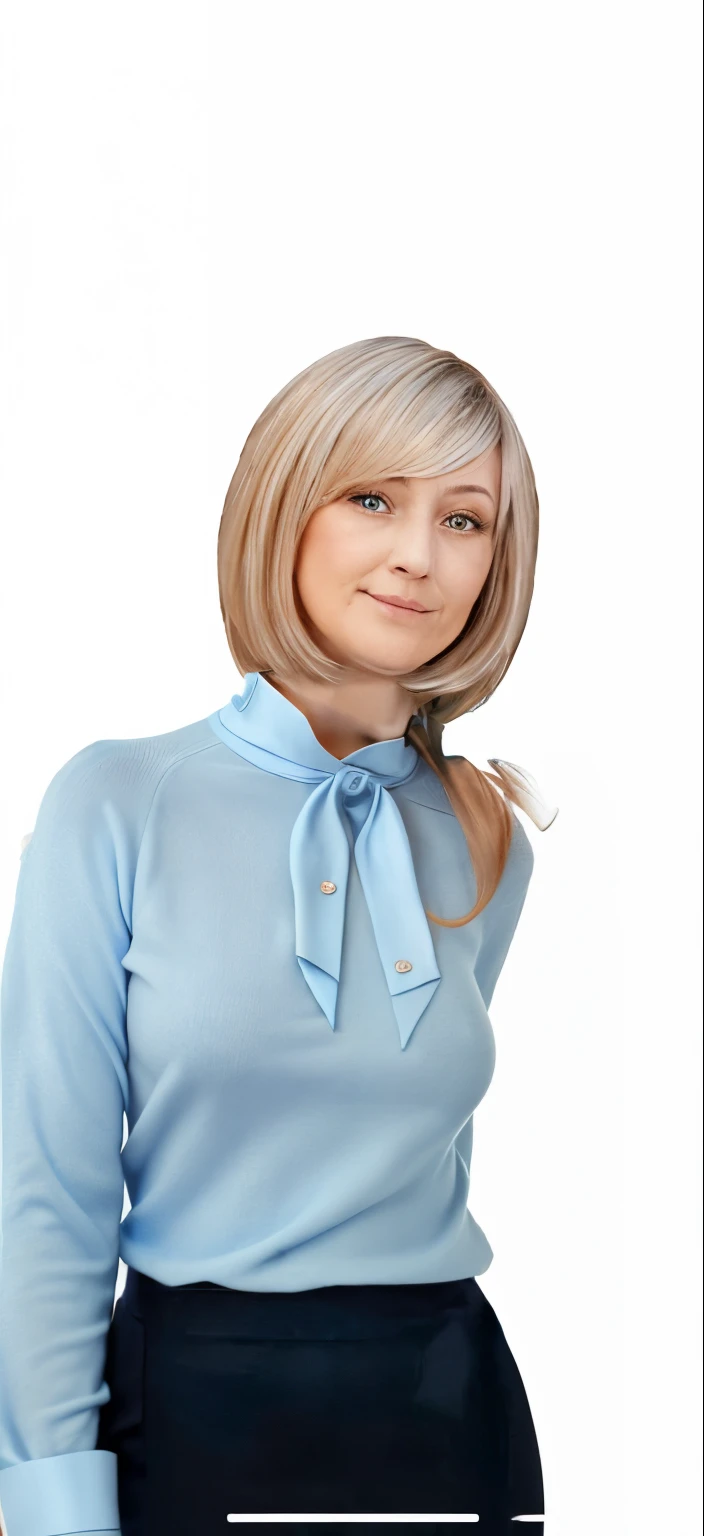 blue blouse, Light-colored sweater, high collar shirt