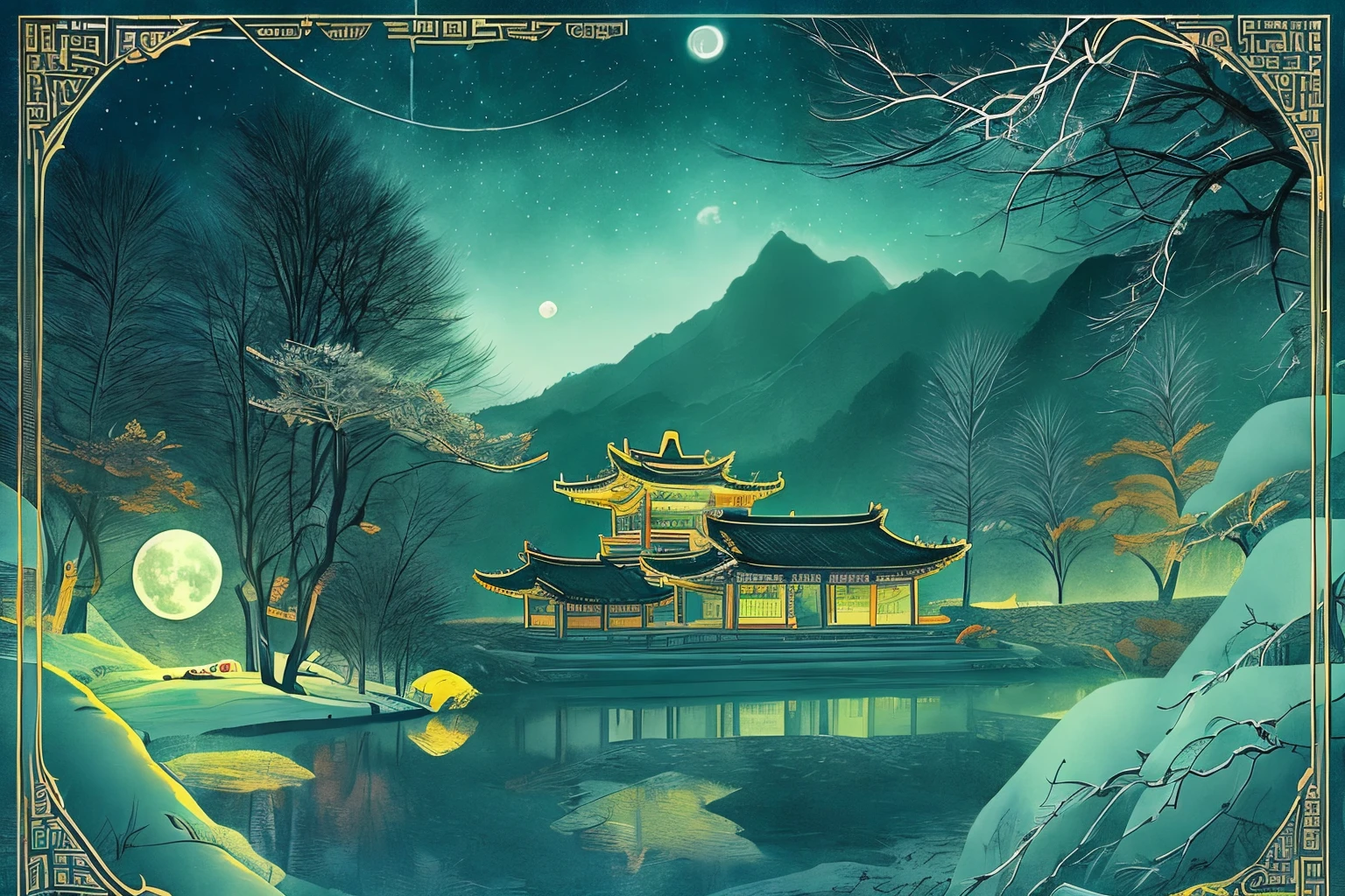 I sleepwalked to Yue based on what the Yue people said(Tianmu Mountain)。In a dream,One night I flew across the Mirror Lake illuminated by the moonlight。