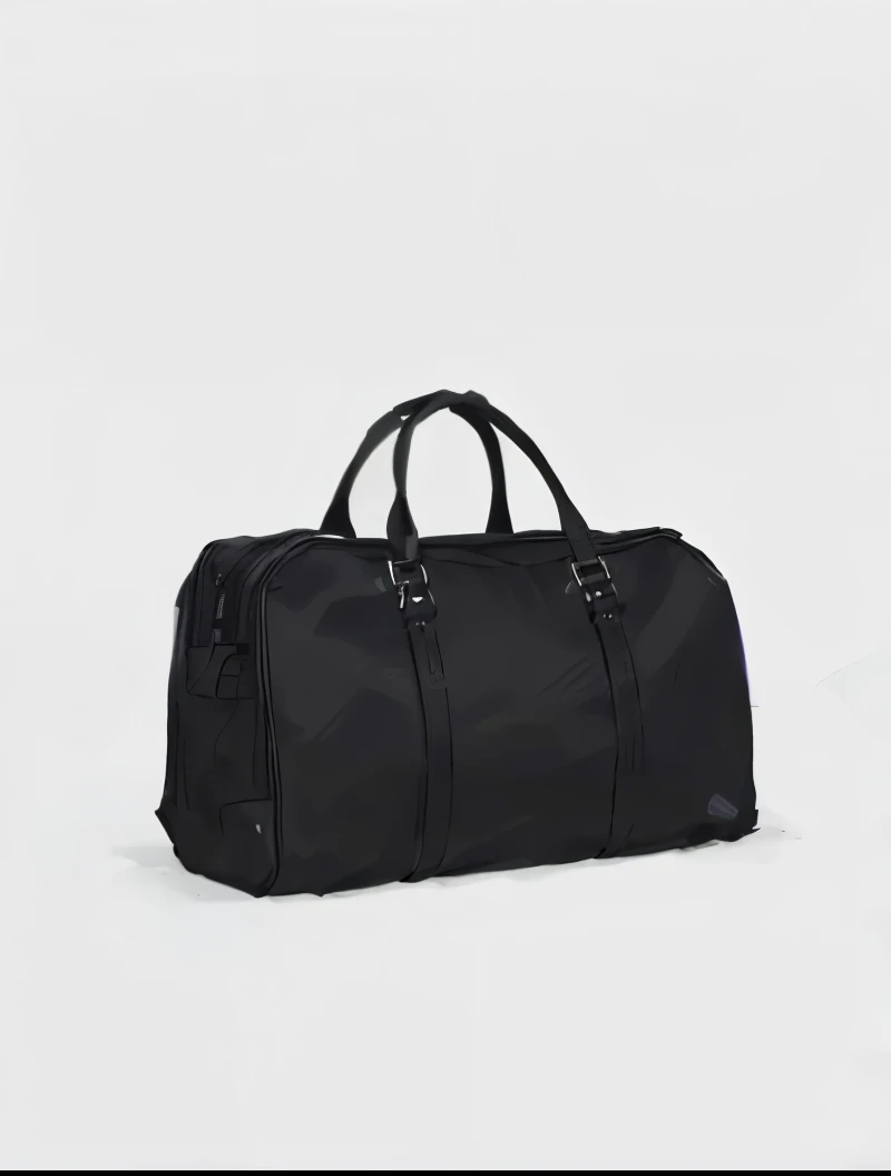 a black leather duffel bag with two handles and a zipper closure, by Emma Andijewska, by Elena , thumbnail, elegent, black leather garment, by Gavin Hamilton, minimal, bags, luggage, reddit post, all black matte product, sleek, finally, gentleman, instagram photo, men, link, briefcase, elgant, hunter