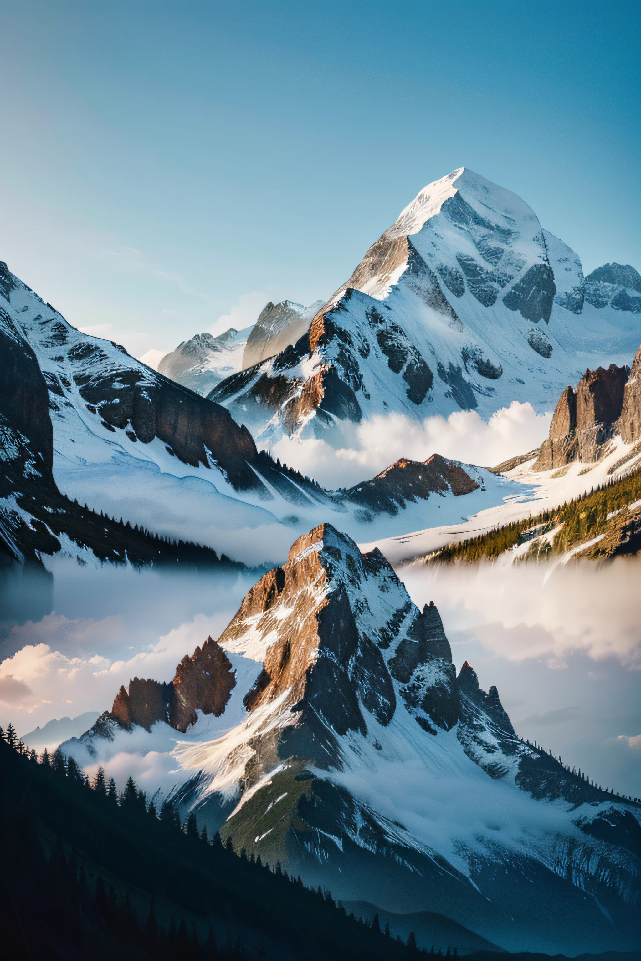 Double exposure of a dog and a mountain, natural scenery, watercolor art, vibrant, 3d render, dark fantasy, conceptual art