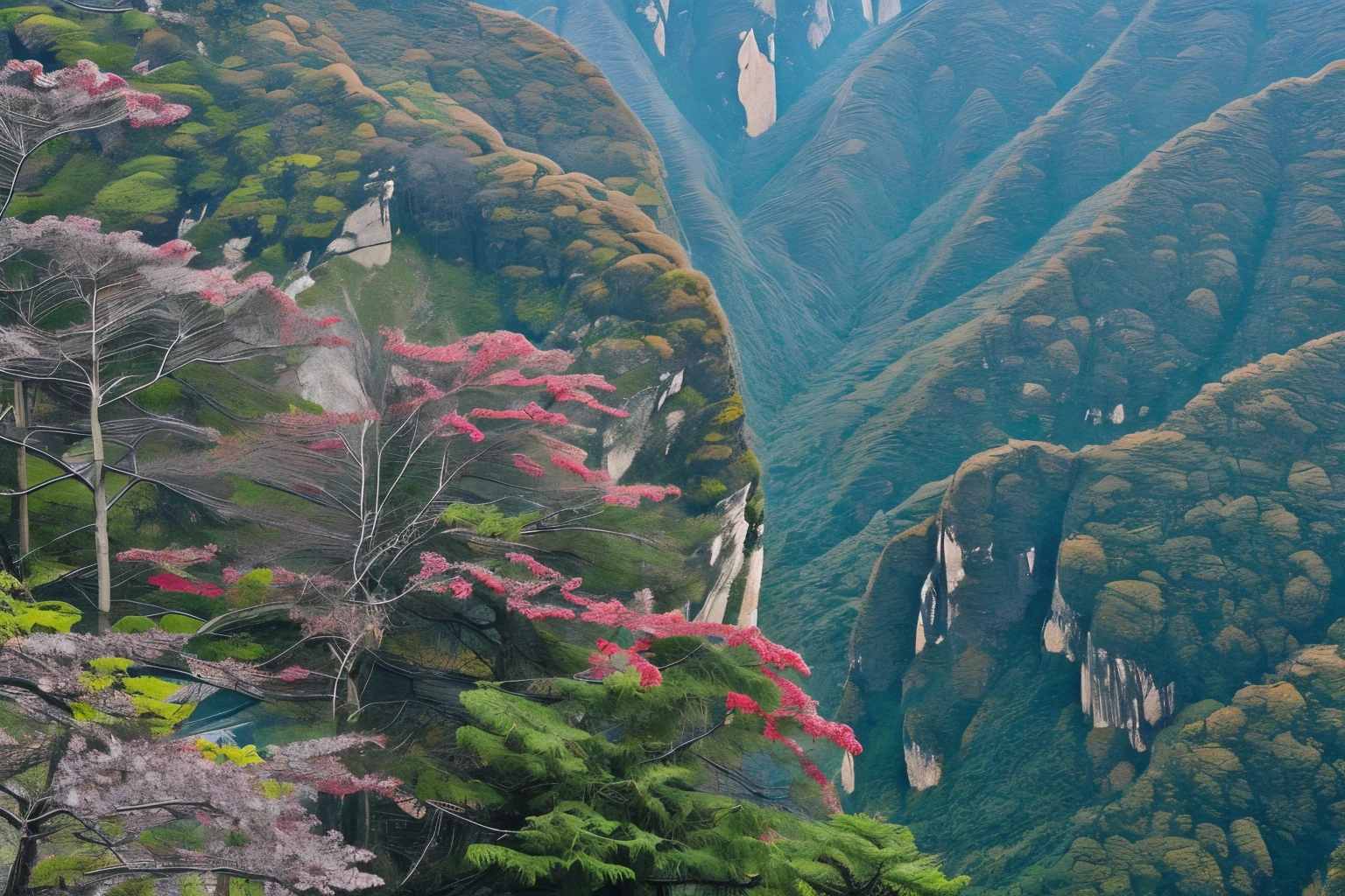 Although Tiantai Mountain is 48,000 feet high,,But facing this Tianmu Mountain,But it's so short that it seems to be leaning toward the southeast.