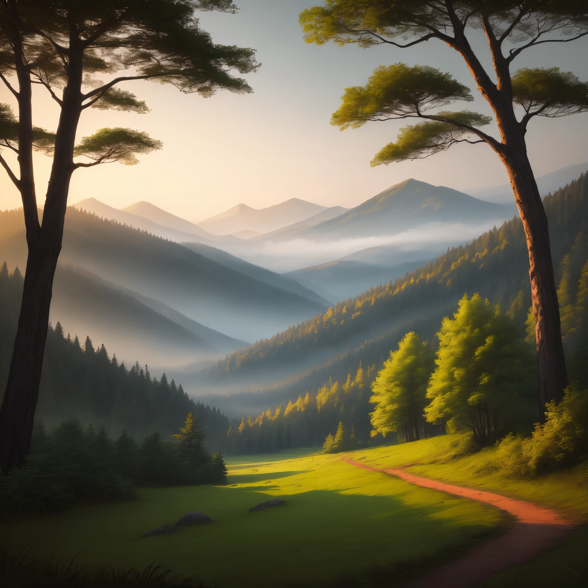 Evening forest landscape