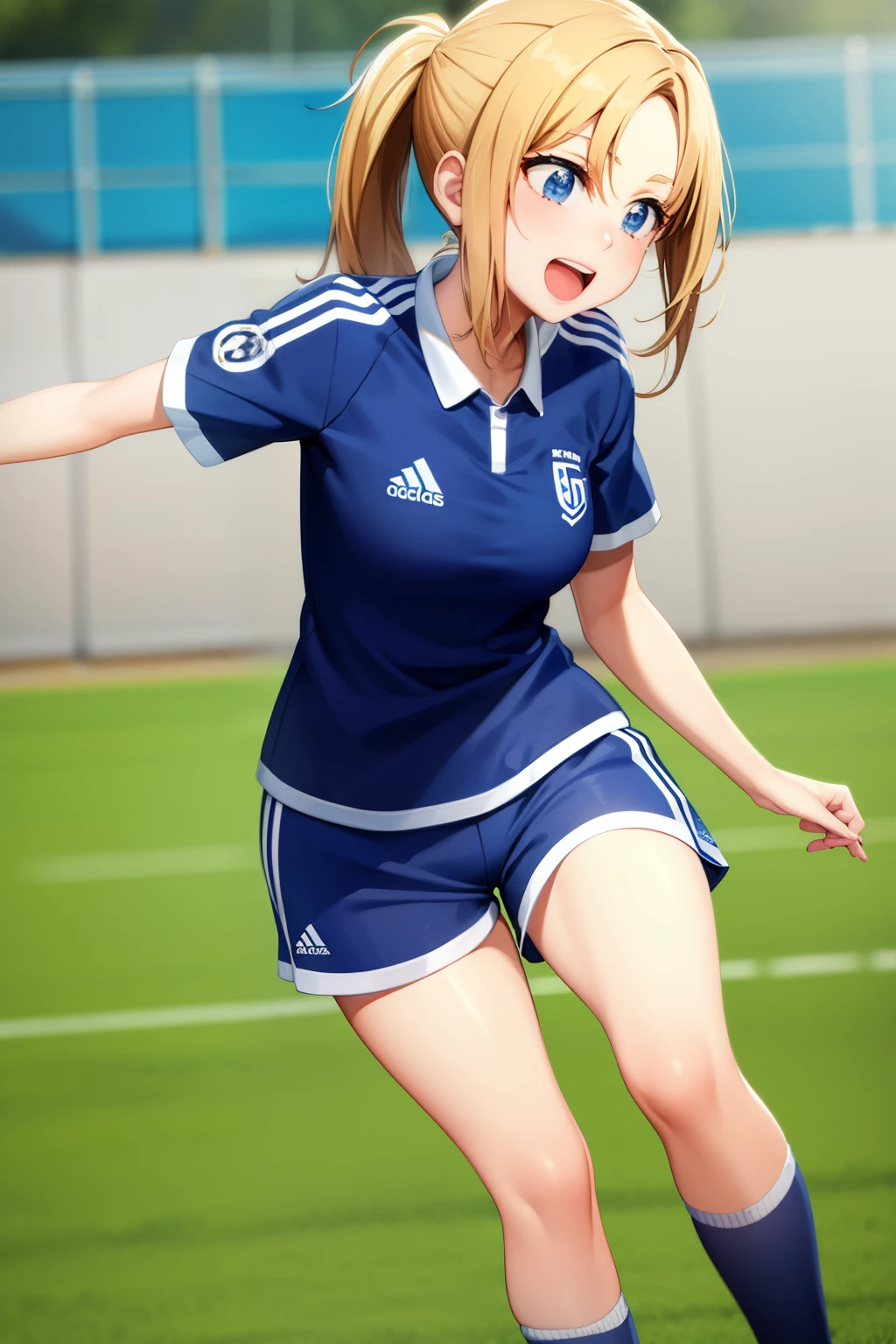 Cute girl, playing soccer, player
