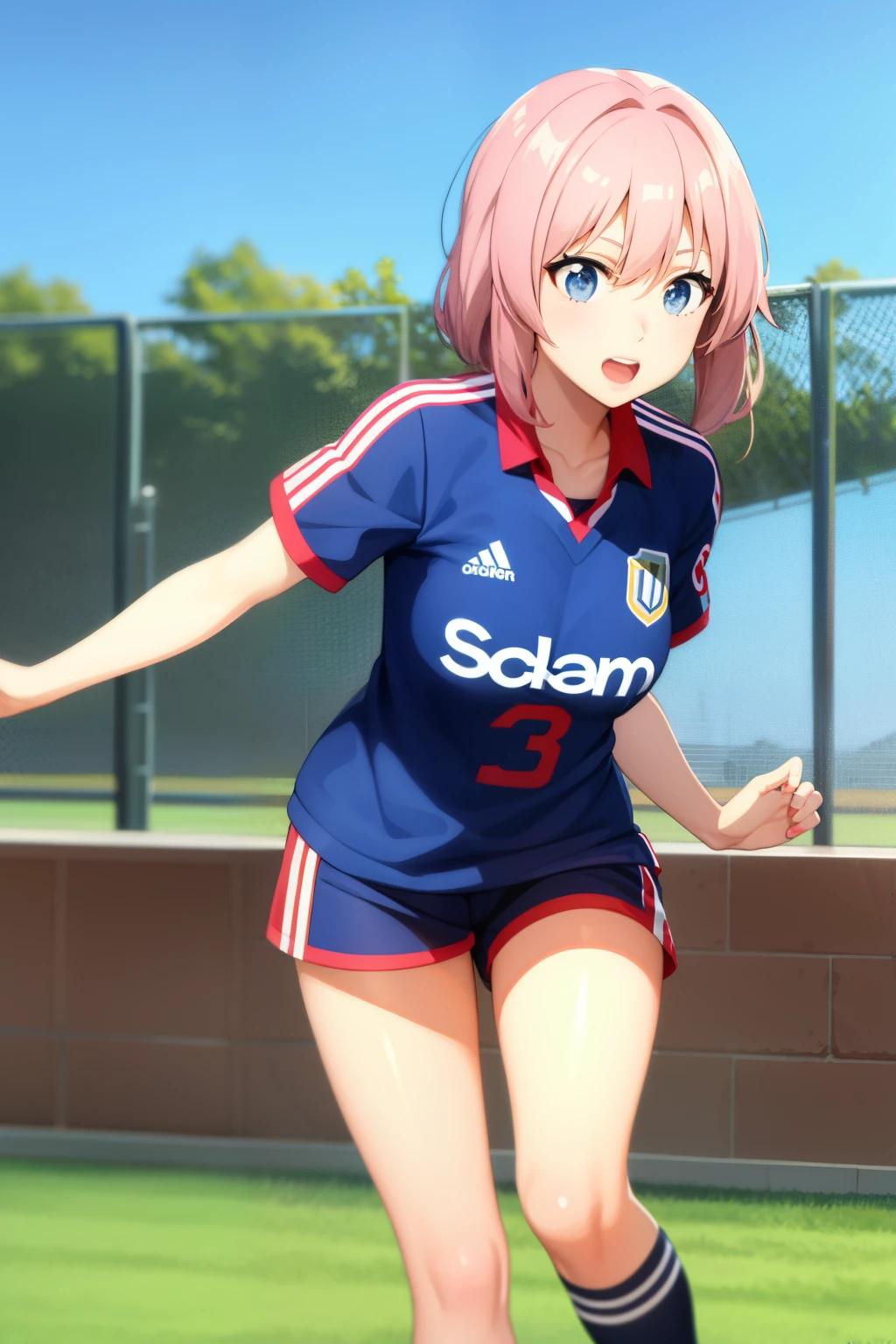 Cute girl, playing soccer, player