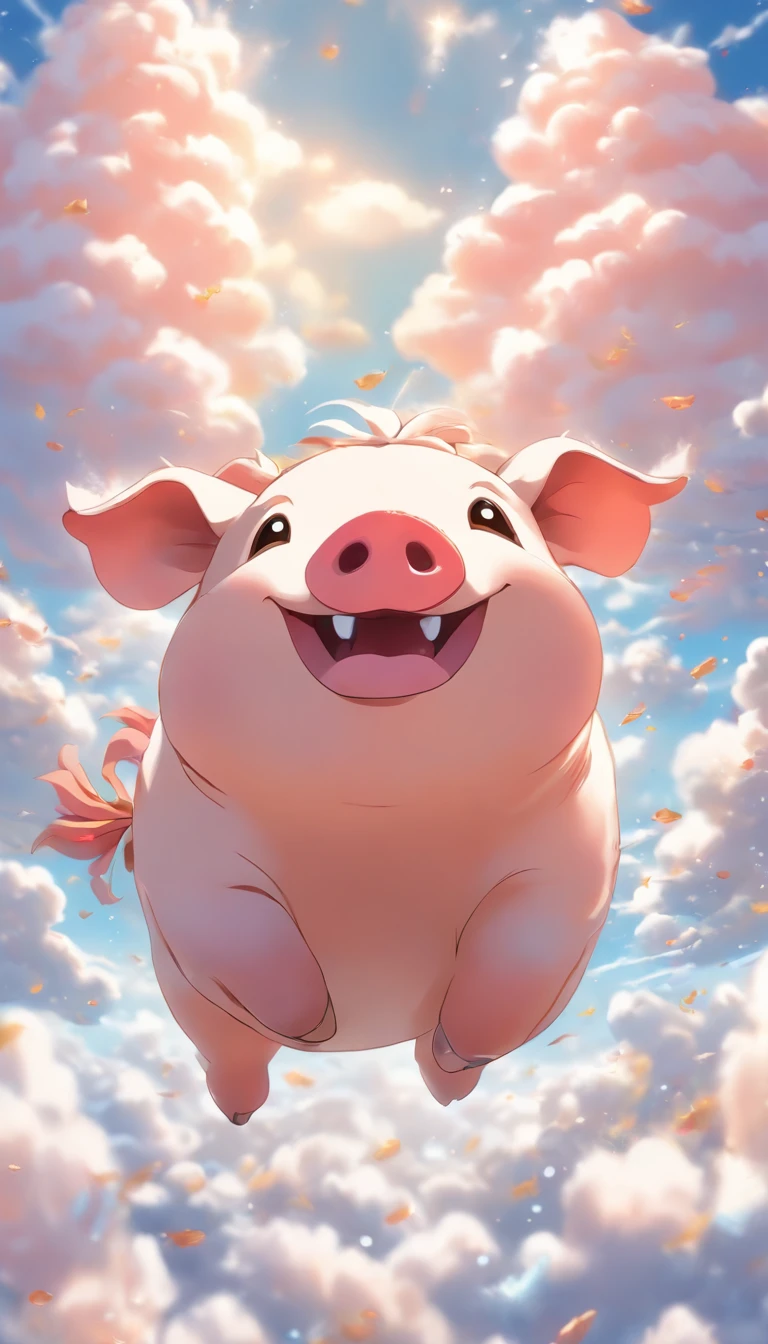 (Best quality,4K,high resolucion),(Realstic:1.37),Couleurs vives,mise au point nette,Rendu physique,Ultra-detailed,nuages faits cochon,great animation,ocean of nuages,cochon espiègle,Nuages moelleux,Nuages en forme de cochon,nuages blancs gonfles,cochon dans le ciel,sunny skies,Ciel bleu,Nuages blancs,cochon souriant,cochon joyeux
