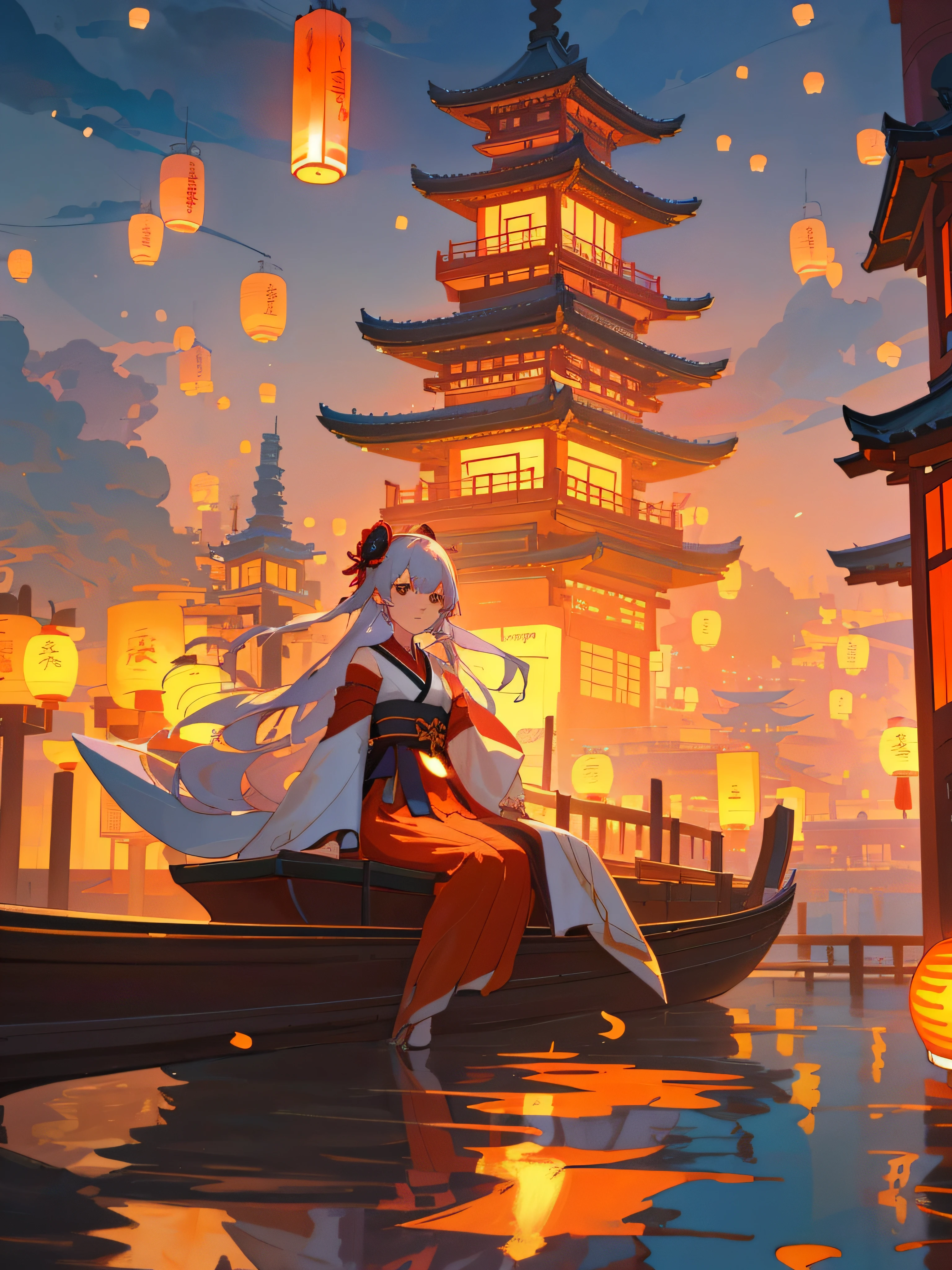 Anime girl sitting on a boat in the water，Lanterns are floating everywhere, Anime beautiful peaceful scene, Japan Art Style, ross tran. scenery background, beautiful anime scenes, author：heroes, the first god, Anime art wallpaper 4k, Anime art wallpaper 4k, Japanese anime fantasy illustration, beautiful anime artwork, Anime art wallpaper 8 K, anime backgrounds, Anime fantasy artwork featuring a woman on a boat，Lanterns float in the water, onmyoji detailed art, Guviz-style artwork, Pixiv Contest Winner, Artgerm and Atey Ghailan, Guys, onmyoji, rossdraws global illumination, guweiz on pixiv artstation, Popular topics on artstation pixiv, guweiz a painting of a woman sitting on a pier holding a lantern, girl under lantern, author：heroes, Alphonse Mucha and Rose Drews, Anime beautiful peaceful scene, guweiz, beautiful anime art, beautiful anime artwork, ross tran. scenery background, Guviz-style artwork, beautiful anime scenes, Japanese anime fantasy illustration, The light emits a warm glow，Lanterns floating around, Anime beautiful peaceful scene, Japan Art Style, ross tran. scenery background, beautiful anime scenes, author：heroes, the first god, Anime art wallpaper 4k, Anime art wallpaper 4k, Japanese anime fantasy illustration, beautiful anime artwork, Anime art wallpaper 8 K, anime backgrounds, anime fantasy artwork guweiz style artwork, palace ， A girl in Hanfu, guweiz, Alphonse Mucha and Rose Drews, author：heroes, Belle peinture de personnage, Popular topics on cgstation, Guys, guweiz on pixiv artstation, Anime girl sitting on a ledge in front of a big lantern, girl under lantern, guweiz, Hanayama Minamata, Guviz style artwork, 🌺 Computer Graphics Association, A masterpiece by Guwitz, anime lighting, Shen Haicheng, rossdraws global illumination, Artgerm and Atey Ghailan, by Shitao, Photo of night light in Chinese temple video game, Dream Chinatown, Lanterns at night, floating chinese lampoons, Rosla global lighting, ross tran. scenery background, lanterns, Chinese Dreamland, 🌺 Computer Graphics Society, inspired by Andreas Rocha, [ CG social dynamics ]!!, author：heroes, Inspired by Liam Wong, author：Shitao Mid-Autumn Festival，Moon cake， Auspicious clouds, Red lanterns, Exquisite ancient Chinese architecture, , Ribbon vector line drawing, Yellow、Red and dark blue tones, abstract pictures, ultra-realistic realism, Clear background trends, Clear contour light, rim-light, dream-like, Dappled light, flatillustration,Disney  style, 8K, --with 9:16 --q 2 --two two 5