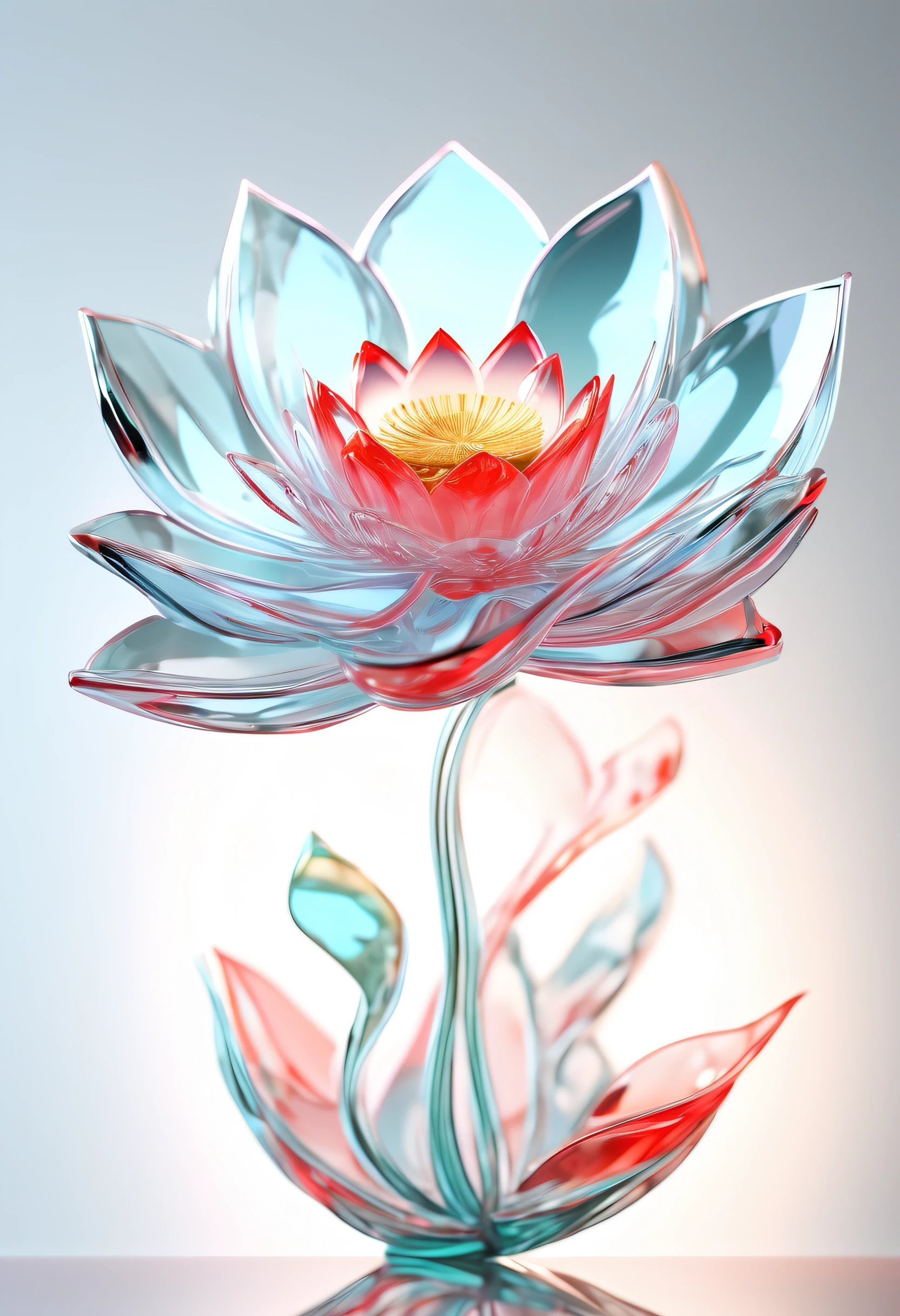 lotus, abstract glass composition on light background with caustics beautiful 3d render redshift, 8k ,niji style