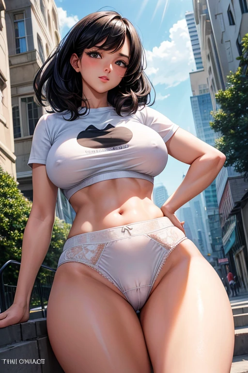black hair, white high-waisted panties, retro panties, high waisted shaping underwear