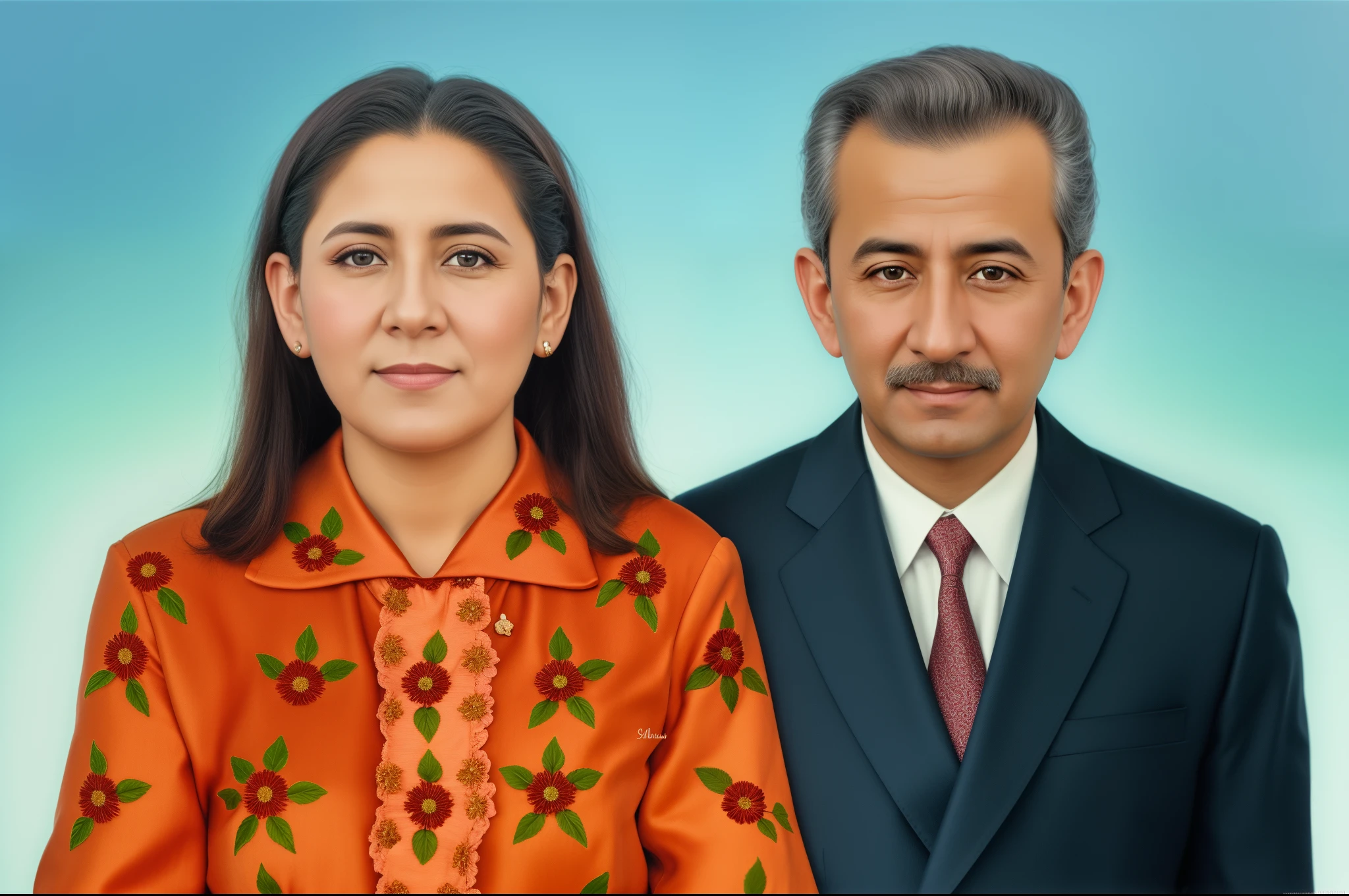 There are two people who stand side by side, Retrato de duas pessoas, Ayanamikodon e Irakli Nadar, retrato cerimonial, full protrait, retrato colorido, retrato de casais, retrato de casal, imagem retrato, Directed by: Maksimilijan Vanka, foto retrato, Directed by: Sasha Putrya, pintado digitalmente, Retrato N - 9, color studio portrait