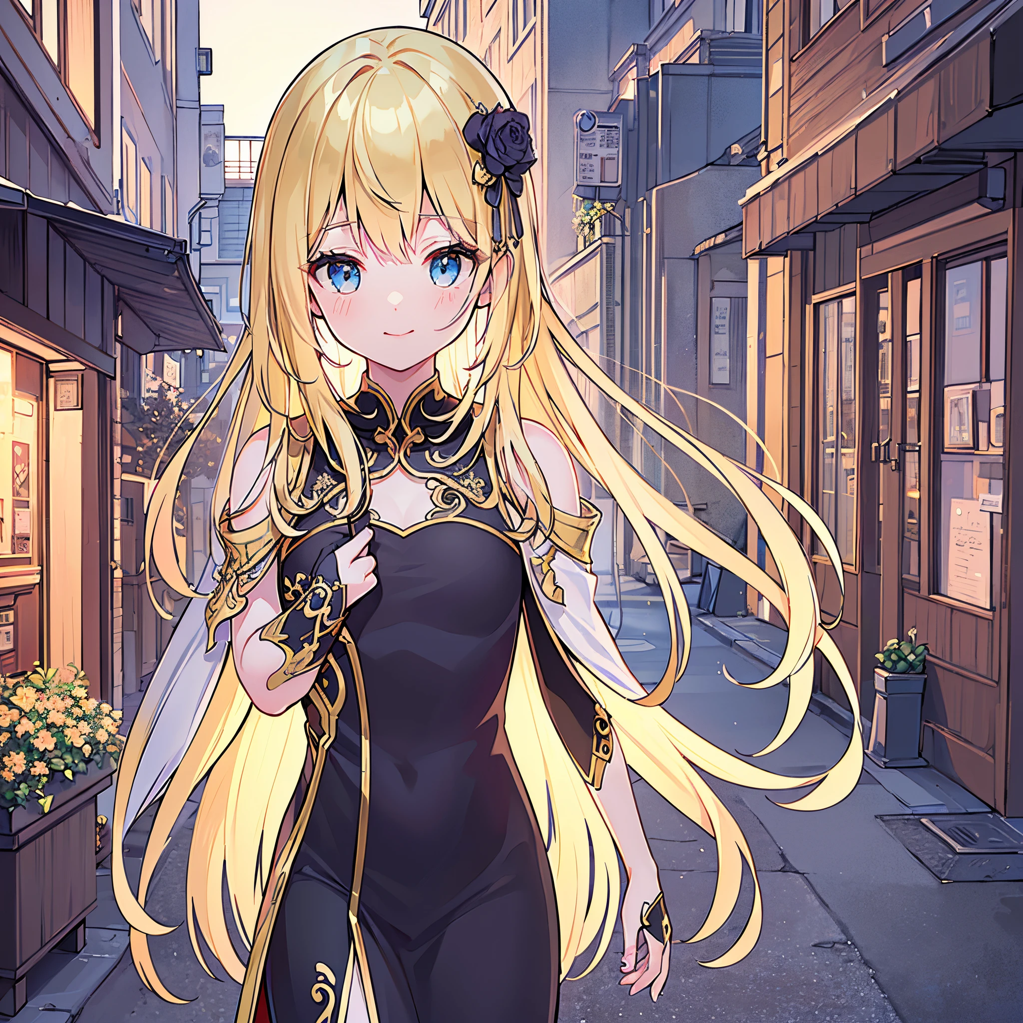 (beautiful Background,detailed background:1.5), Long hair, bangs, blonde hair, straight hair, smile, Armor, Cloak, standing, sense of depth, (outdoor:1.5),(in street:1.5),Cafeteria, Florist, Shoemaker, Florist,(masterpiece, best quality:1.3),beautiful detailed glow,best illuminate,(((best quality,textile shading,ultra detailed))),extremely detailed CG unity 8k wallpaper,Highly Detailed beautiful and aesthetic,best light,high resolution,detailed,dynamic lighting,super detailed skin,intricate details, hyper detail, sharp detail,detailed, highres, intricate details,(delicate facial features:1.3),Holding a sword,The crotch is visible,androgynous