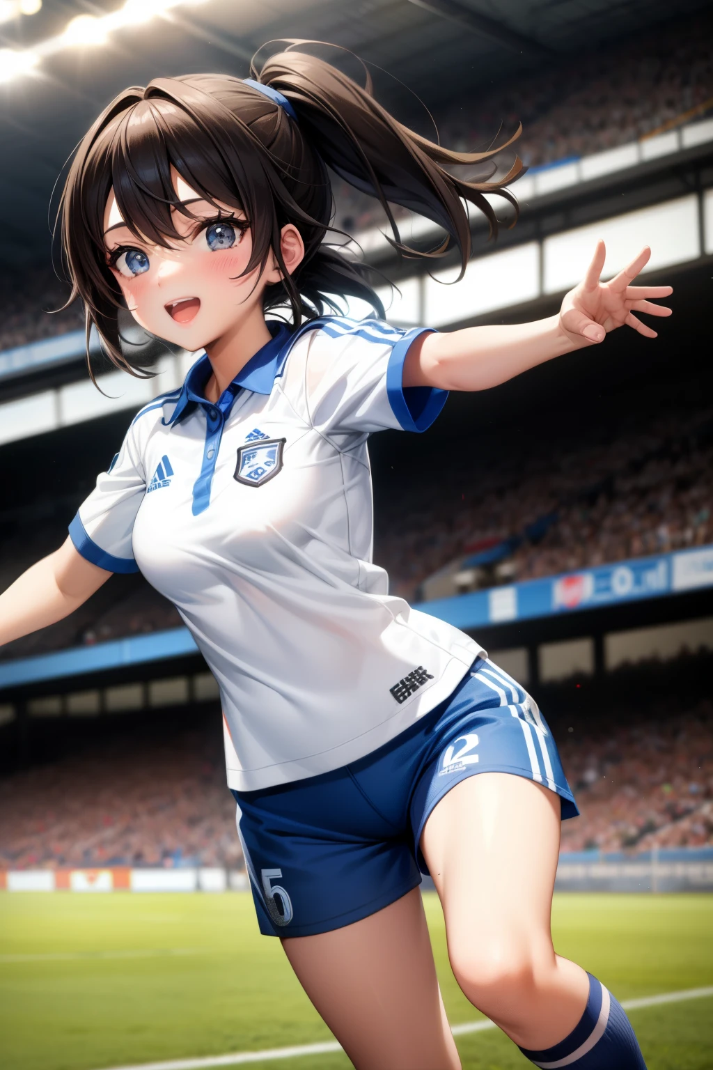Cute girl, playing soccer, player