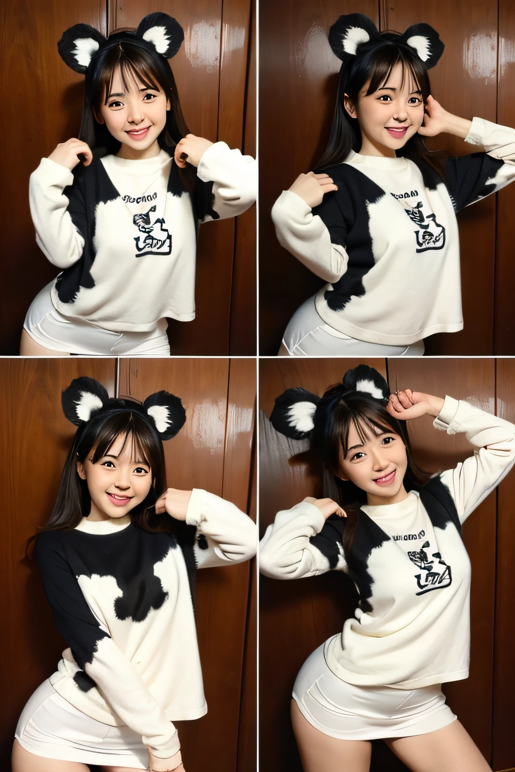 A cow cat，cute-style，Multiple styles and different poses