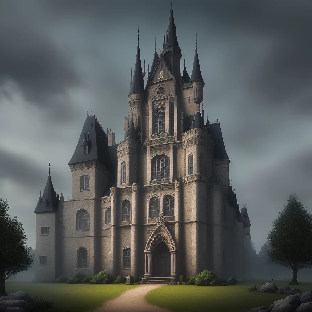 Dark mysterious gothic castle pixel
