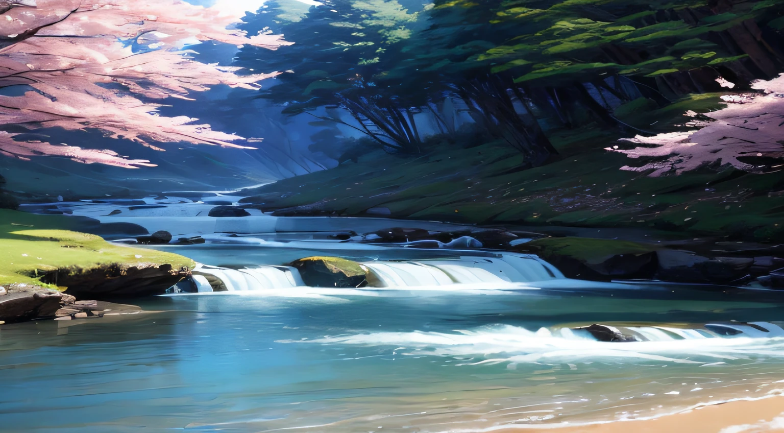 The river flows like a dream,((tmasterpiece,Best quality,ultra - detailed,超高分辨率,detailedbackground))