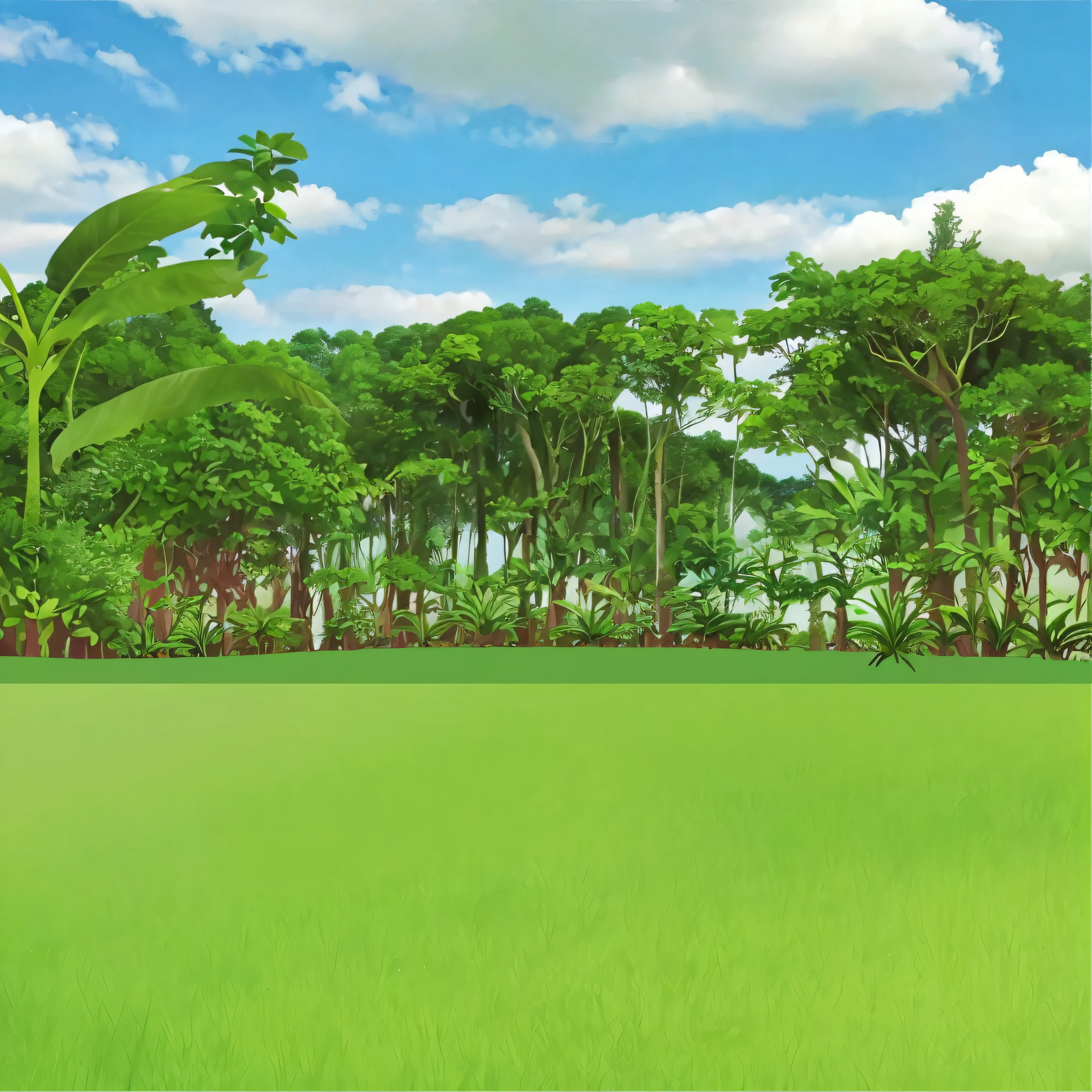there is a picture of a cartoon scene of a forest, background lush vegetation, lush forest in background, forest on background, the jungle at the background, forested background, forest in background, rainforest background, the background is lush jungle, background jungle, elf forest background, deep forest on background, sky forest background, forest clearing landscape, green jungle background