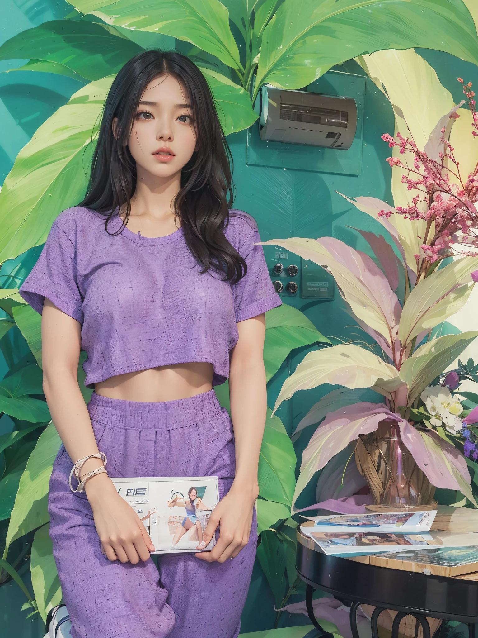 （best qualtiy）Meticulous sportswear girl，Sit on the floor of the gym，spread their legs，Camel toes，Wear delicate white leggings and a sports bra，Protruding small abdominal muscles，And adds a cinematic touch to the scenes in the super one，huge tit，Film lighting completes the overall atmosphere。
