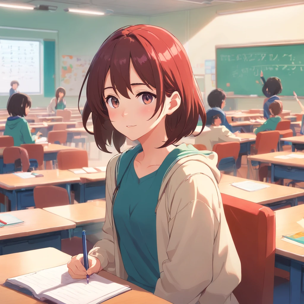 1girl、High school students、校服、schools、Classroom、be shy、Shy face、Kyun、embarassed face、red blush、pounding