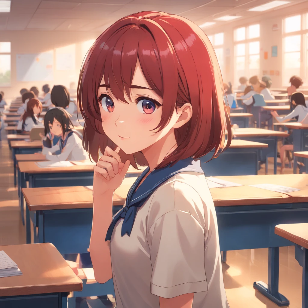 1girl、High school students、校服、schools、‎Classroom、be shy、Shy face、Kyun、embarassed face、red blush、pounding、Kabedon&#39;s perspective、1girl only