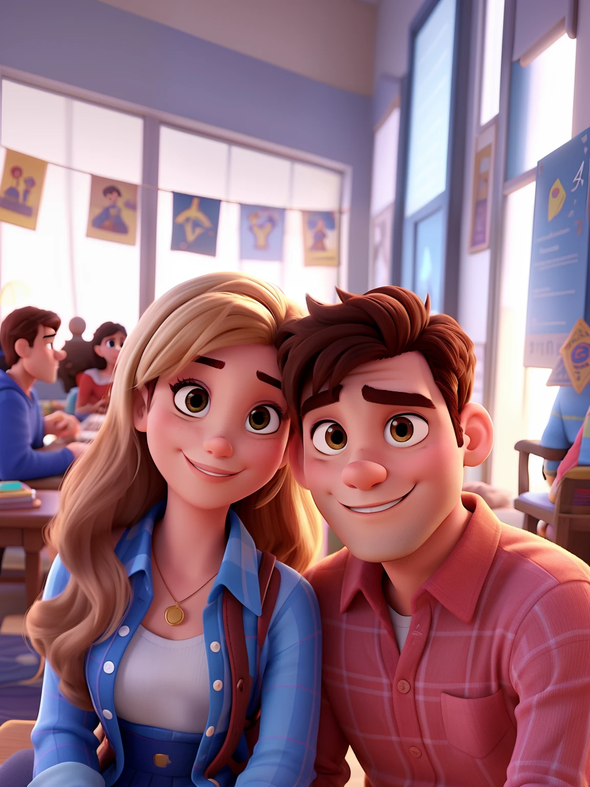 casal homem e mulher no estilo Disney Pixar, alta qualidade, melhor qualidade