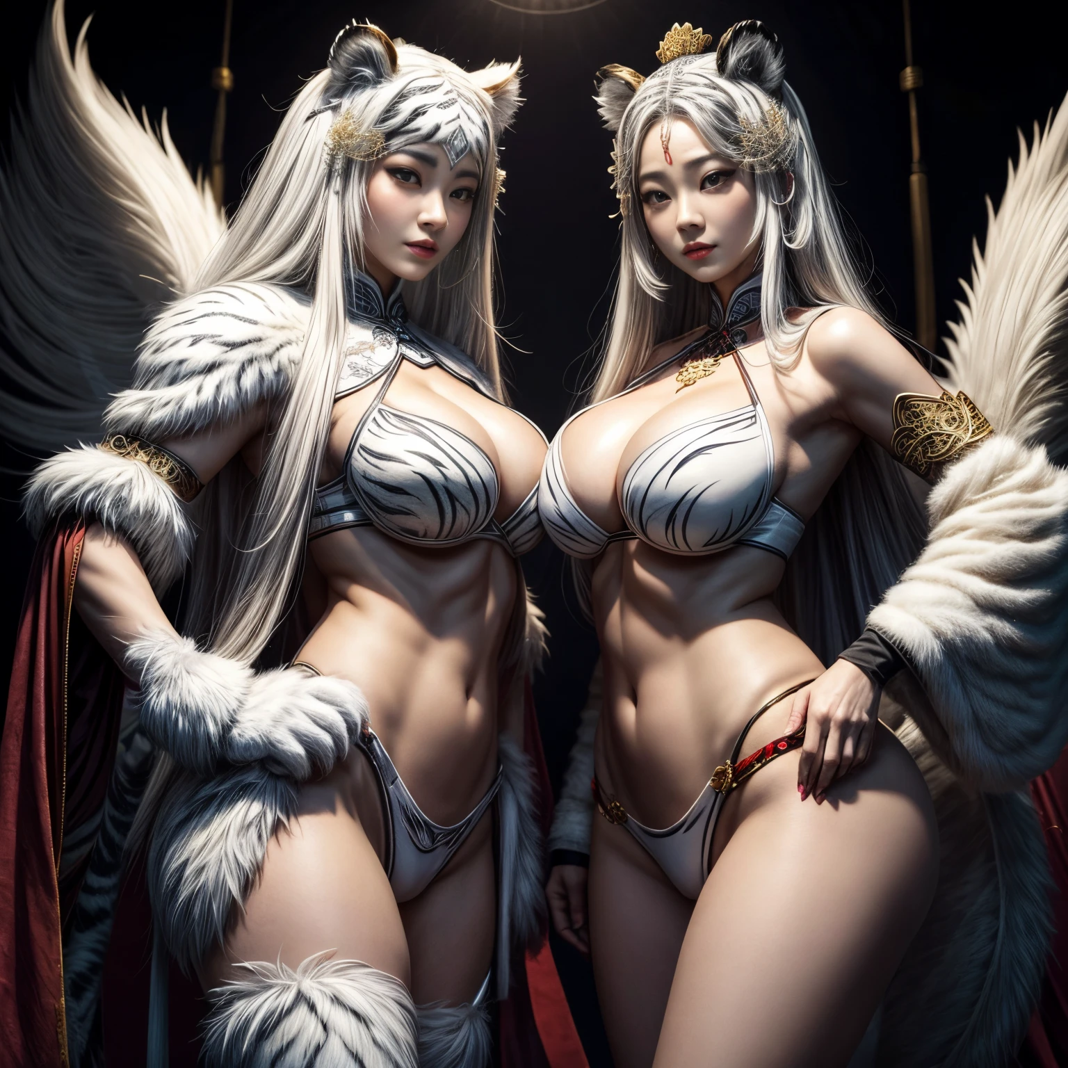 Chinese legend. The goddess stands behind the white tiger. giga_busty