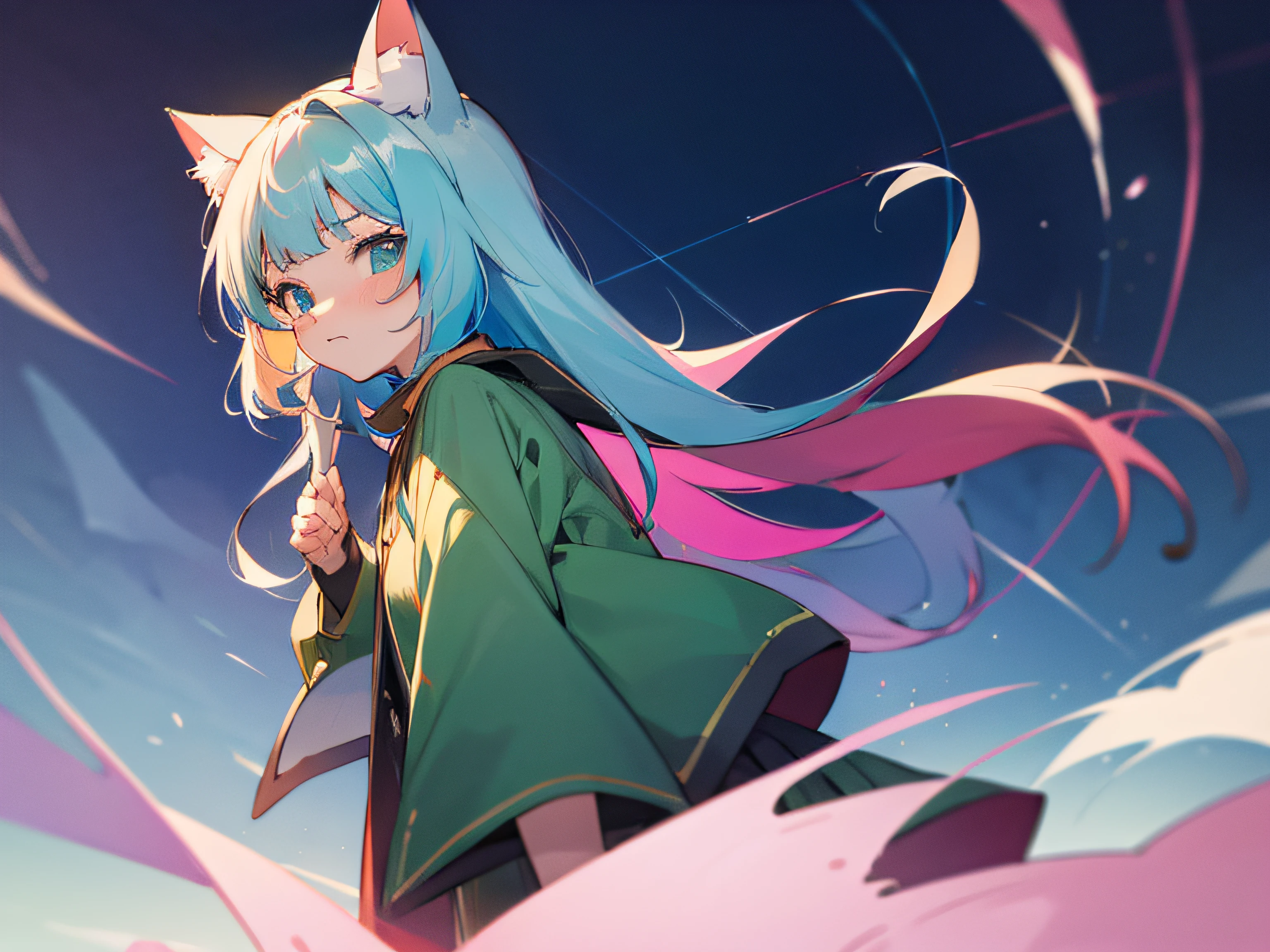 high quality, 4K, gawr gura, girl, anime style, cat ears
