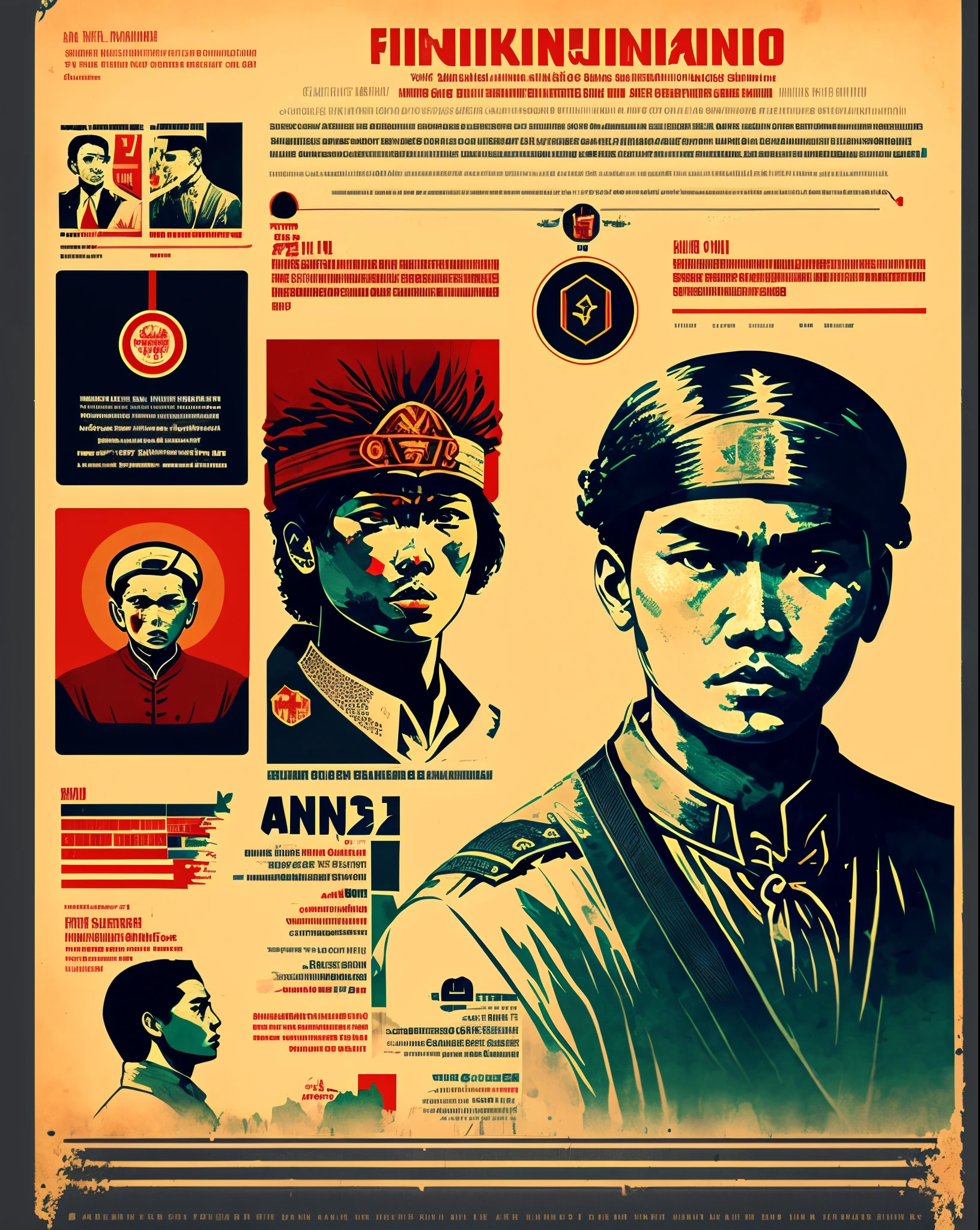 Philippine national heroes Jose Rizal, Andres Bonifacio, Emilio Aguinaldo, Tandang Sora, Lapu-Lapu, Juan Luna, Apolinario Mabini line up in monochromatic colors