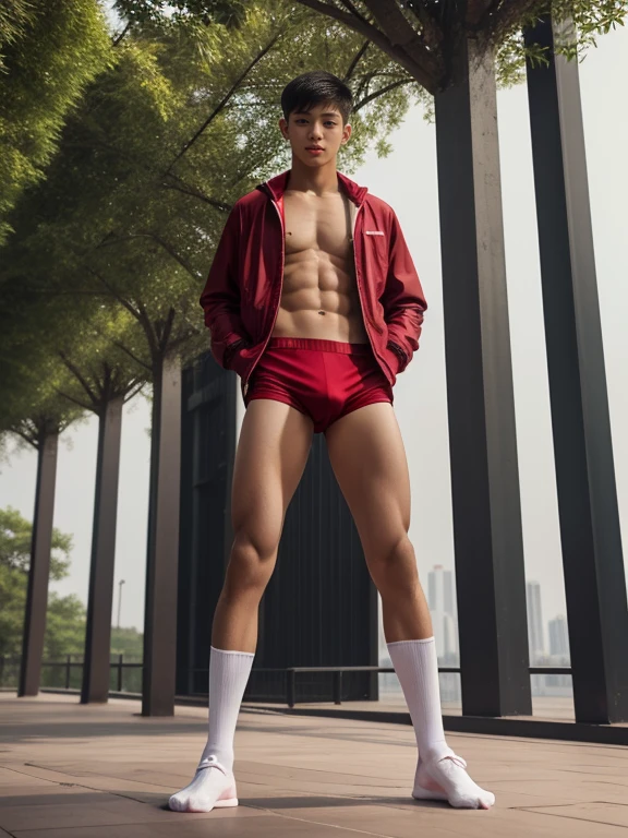 teenagers , young , light-skin , wearing an dark red sexy underwear, tmasterpiece,k hd,the feet,Transparent sports vest,semi transparent,black long socks,The barefoot , red colour , handsome and cute , extreme cute boy , white skin , dark red underwear boxers shorts , extremely tall and cute boy ,oppa model , handsome model , full body , dark red boxers underwears short shorts , black socks , white light-skin , Chinese model , young boy , white skin , handsome and extremely cute , red boxers underwear shorts , long black socks , handsome model , at the park , jogging , model oppa , long legs , jogging , running , high knee black socks ,black long socks , stand up , extremely tall , extremely high , red underwears , red sports underwear , long black socks , clean and white legs , Chinese model , extremely long legs , looking at the camera , clean and white thigh , heavy bulge , kid face , baby face , wearing jacket , red underwears boxers , light and white skin , Chinese model
