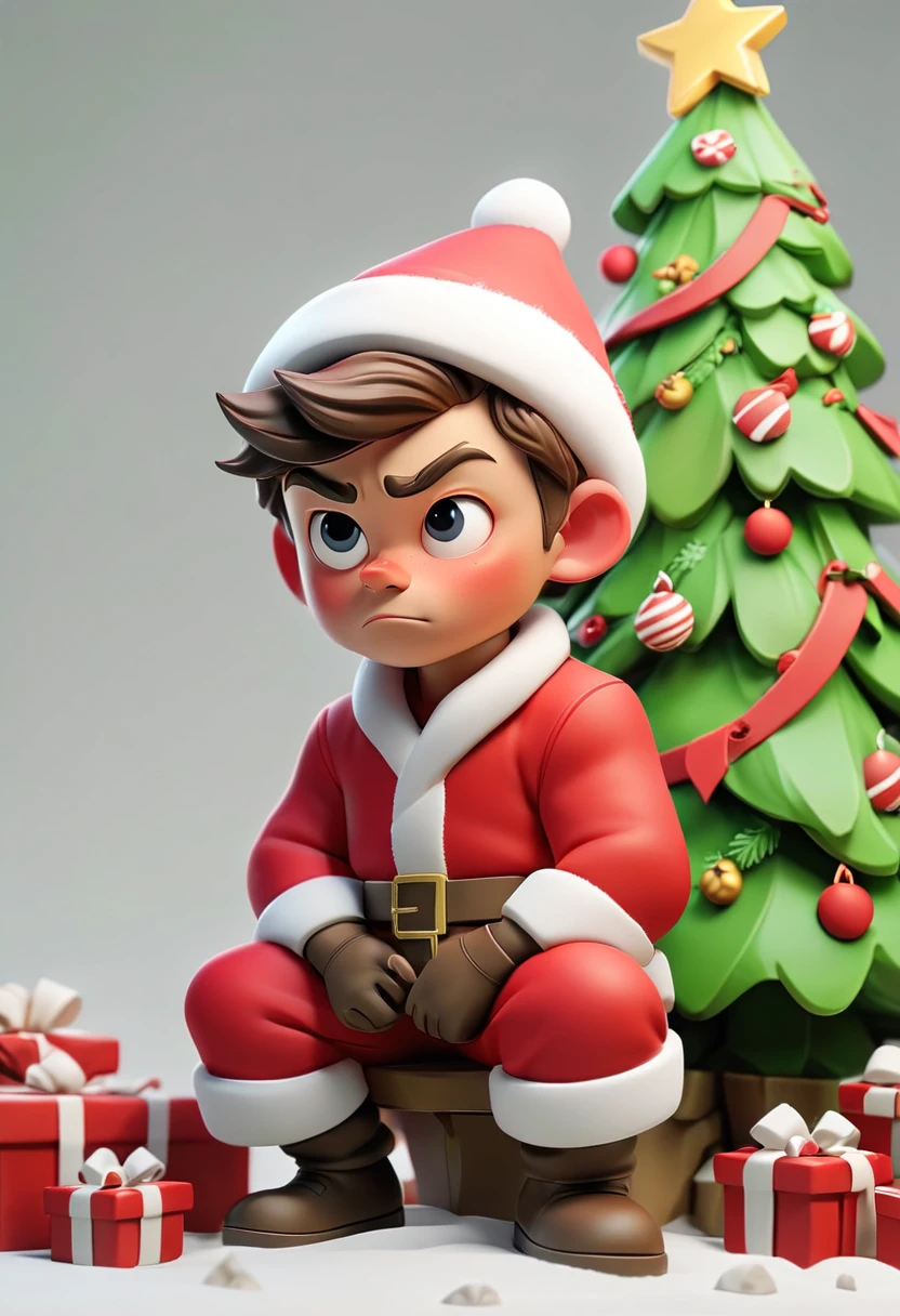 Disney style,Christmas, cartoon Christmas man, red clothes, there is a green Christmas tree next to it,3D icon, clay material isometric, 3D rendering, smooth ashiny! Cute girly style,white background,realistic use of light and color, soft gradient, Nintendo trendy, best details, higdefinition, high resolution,hyper quality, Ultra HD, 8k, ultra detoiled