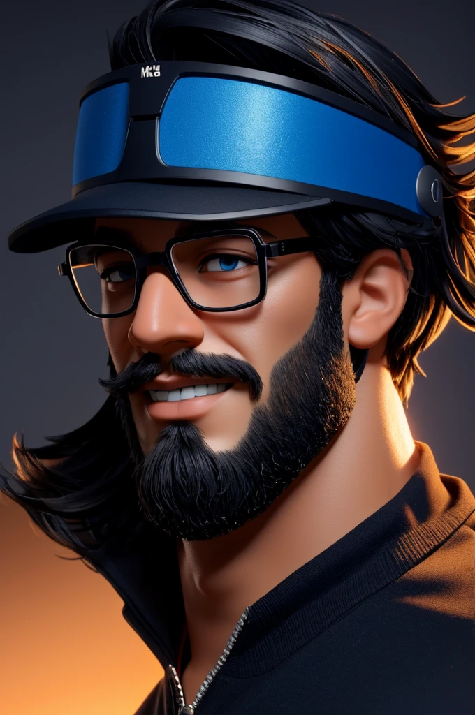 Cartoon character of a man wearing black glasses and a blue shirt, um personagem animado, Caractere estilizado, animation style rendering, 3D estilizado, Arnold Maya render, 3 d render stylized, toon render keyshot, Personagem 3D, Personagem 3D, 3d rendering stylized, 3 d character render, personagem de desenho animado, Personagem de close up, Pose de personagem, (Estilo Pixar) (master part:1.2) (Bokeh) (best quality) (pele detalhada) (textura detalhada) (8k) (argila) (Cinematic lighting) (foco nítido，Senta e vaza a parte superior do corpo