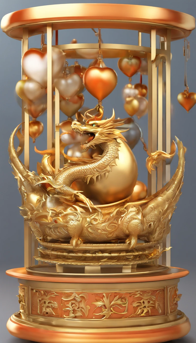 Fantastical、good luck cart、gold、dragon、shine、Beautiful fece、heart