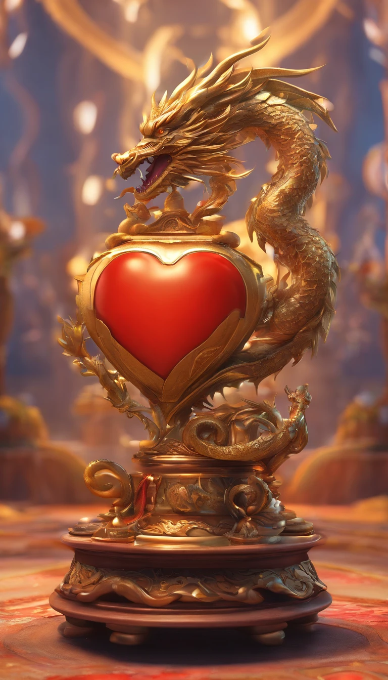 Fantastical、good luck cart、gold、dragon、shine、Beautiful fece、heart
