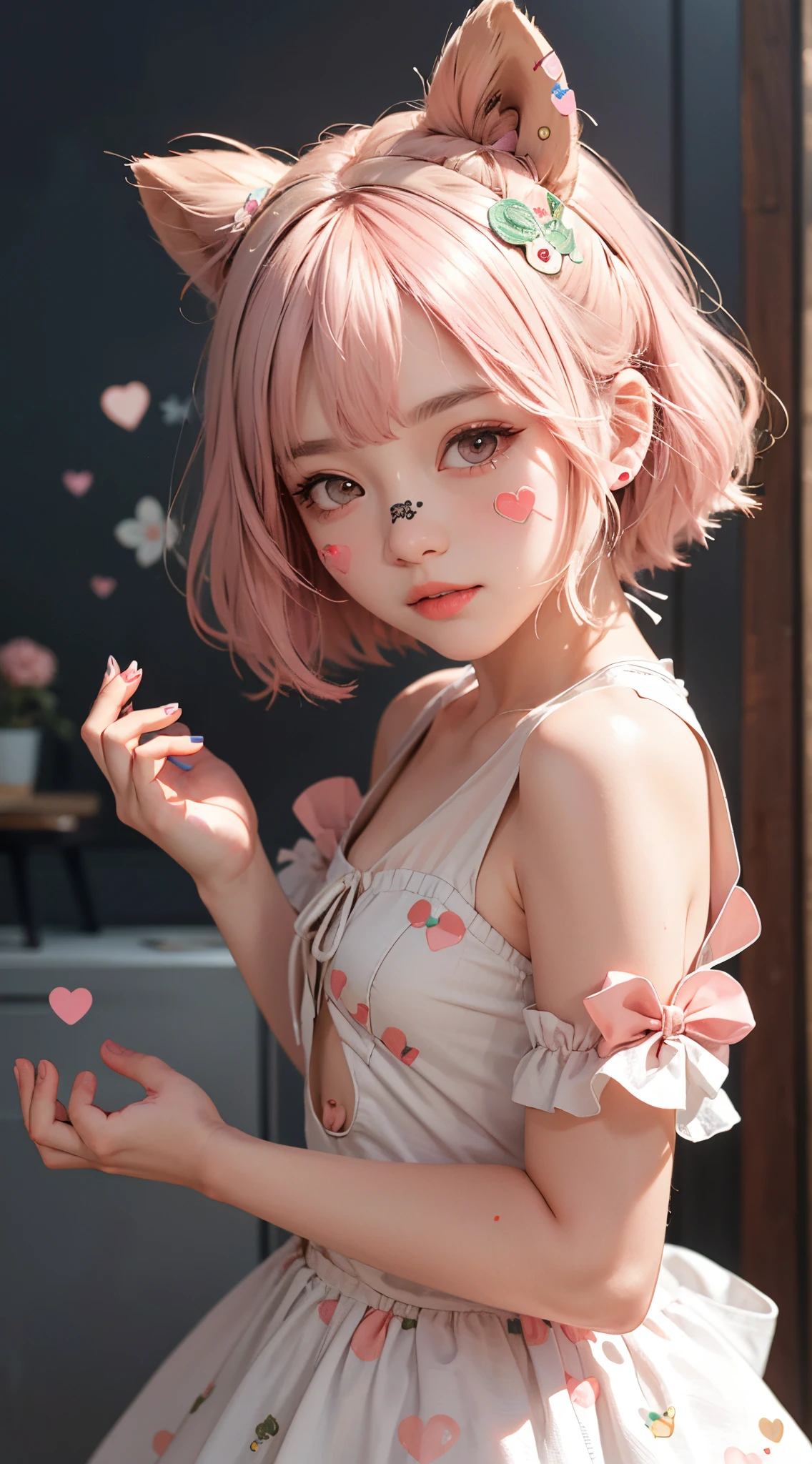 (nude :1.30),(Seductively Posing :1.3),(heart pasties :1.3),(orgasm face:1.5) ,(Pink Hair :1.3),(Genuine))))photograph, ((whole body:1.1)), highest quality, 1 female, Highly detailed face, Detailed lips, Fine grain, double eyelid, Beautiful Face, Beautiful Eyes, Orange Hair, Twin tails, Narrow waist, highest quality, Pale skin, Sue Liu Asuka Langle, Black background, (Face and eye details:1.1) , Self-righteous, blush, ((shy)), Very delicate and beautiful girl, Dynamic pose, (to8contrastスタイル)
