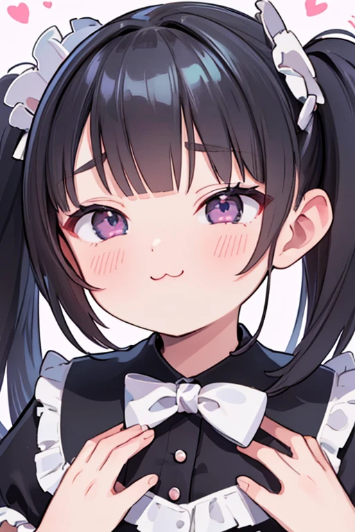 (masterpiece、top-quality、ultra-detailliert、high-resolution illustrations、Ultra-high-definition CG、8k size wallpaper、offcial art、production art)、Skin quality improvement,(Face),(((only face:1.5)))、((Face Focus:1.5))、((close to viewer:1.5))、(Gothic )、(;3:1.5)、(girl with)、(short twintails),(Heart-shaped eyes:1.5),(Excited eyes:1.5)、(big eye),Upper body