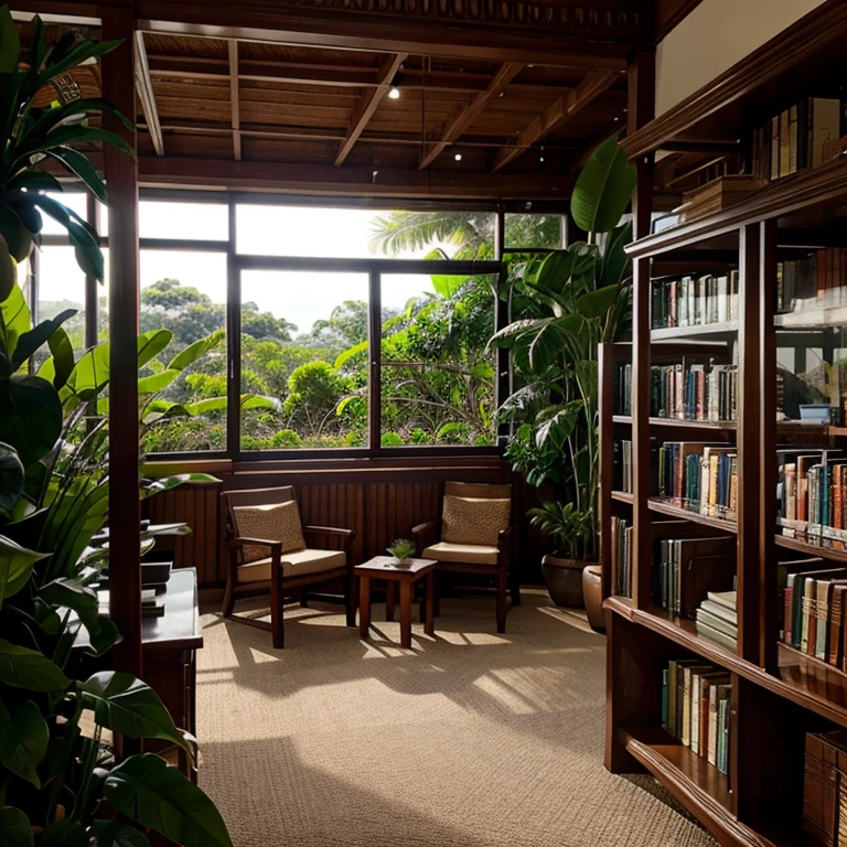 Library with Amazonian plants