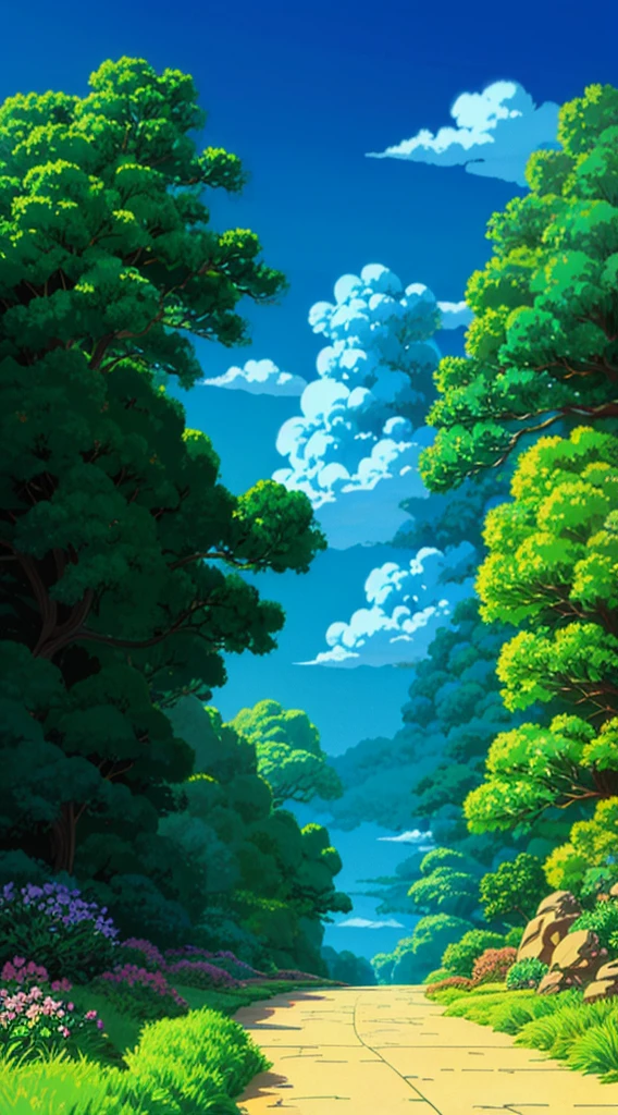 Studio Ghibli aesthetic scenery background wallpaper, sky, nature, magical, anime, cartoon