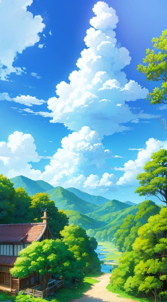Studio Ghibli aesthetic scenery background wallpaper, sky, nature, magical, anime, cartoon