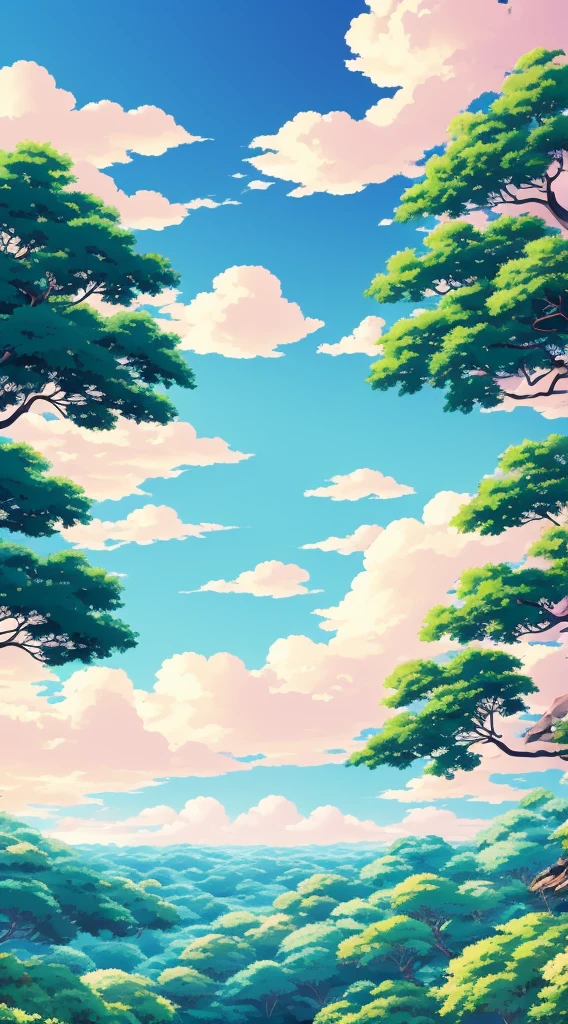 Studio Ghibli aesthetic scenery background wallpaper, sky, nature, magical, anime, cartoon, forest