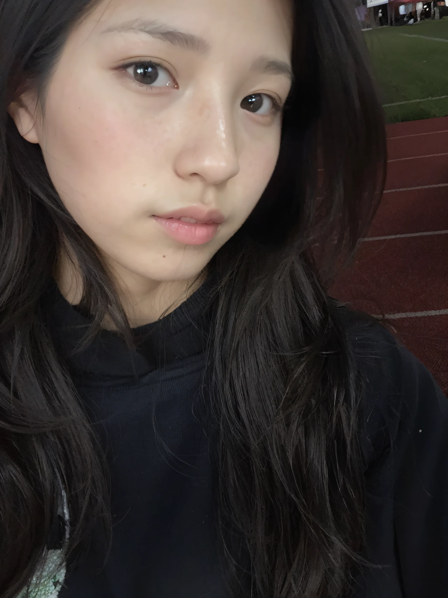 The prompt for this specific theme would be:
"A woman in Alfalfa with black long hair and a black sports shirt, in a comic style, without makeup, with a face-only portrait, with an Asian face, 18 years old, an 8k self-portrait, on grass."

Remember to rearrange the tags according to their importance, and make sure to add the necessary () and [] syntax to adjust the keyword strengths if needed.