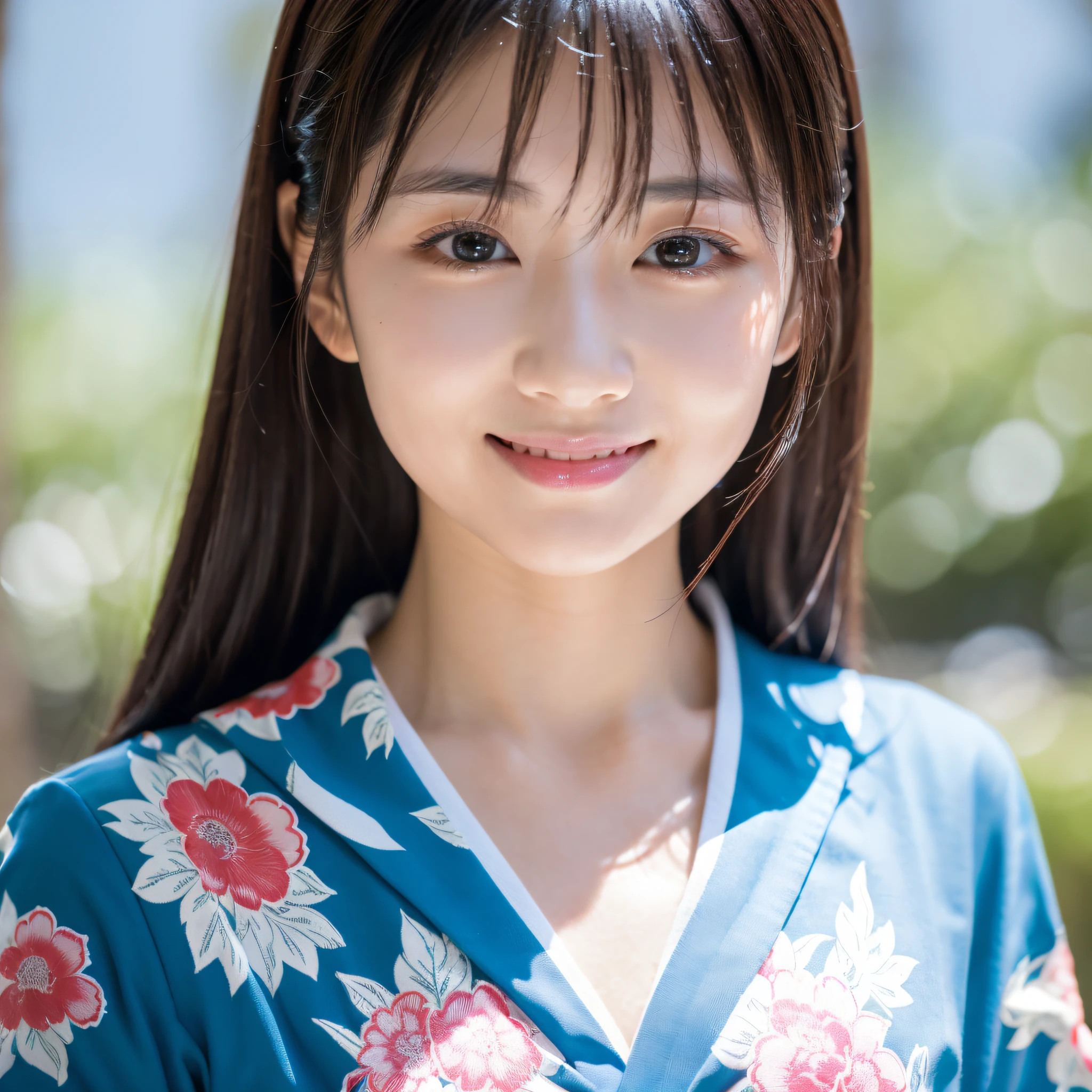 Beautiful woman in neat Japanese clothes、((best qualtiy、8k masterpieces:1.3))、foco nítido:1.2、(ultra beautiful faces:1.0)、(shinny skin:1.0)、photos realistic、A dark-haired、Video Lighting、High-definition eyes and face、Video Lighting、Japan Idol Actress、from the front side、medium breasts、Smile、Slender Abs Beauty、Whole body、In furisode