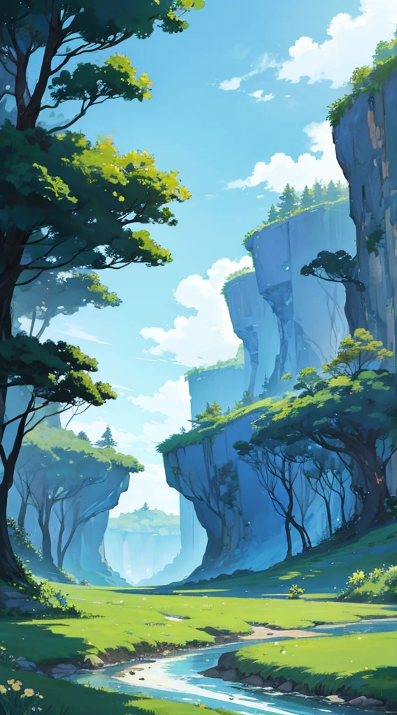 Studio Ghibli aesthetic scenery background wallpaper, night, nature, magical