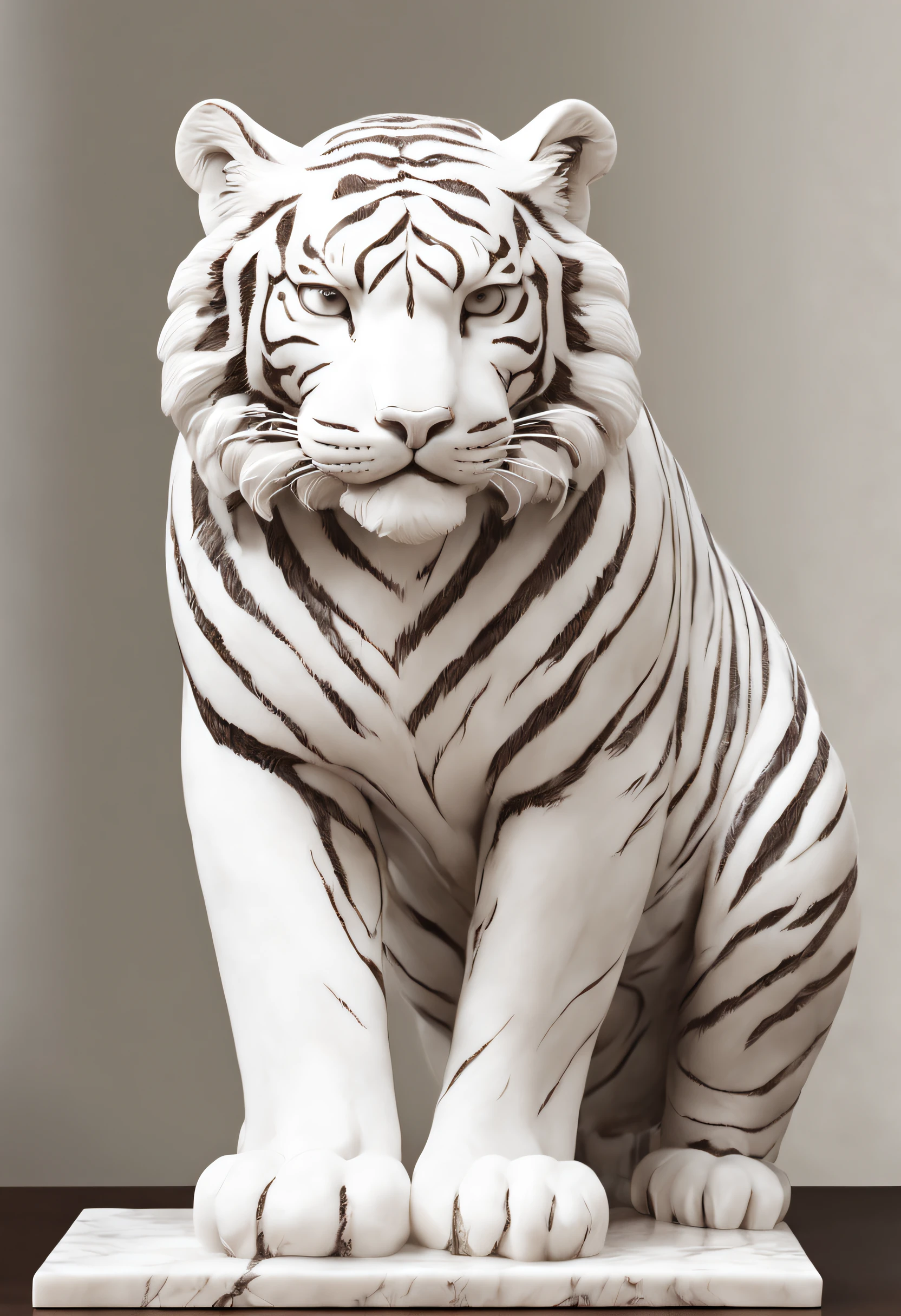 white tiger me，n marble sculpture style, Interior design, Beautifully meticulous