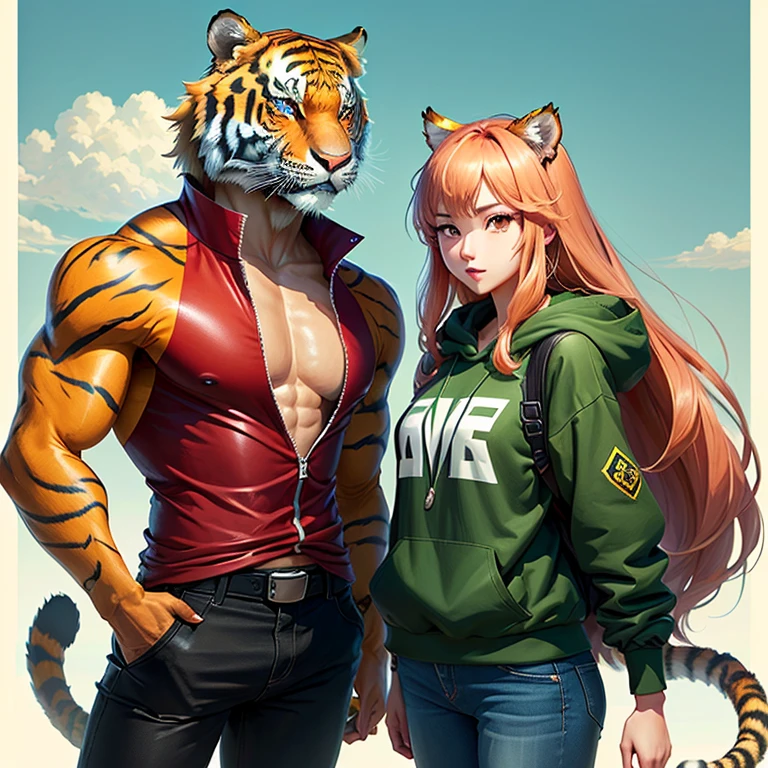 style of anime,Anthropomorphic tiger