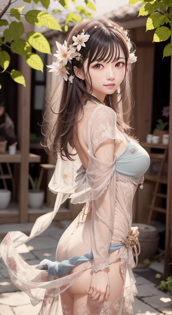 Asian woman in arafe in bright dress posing for photo, Beautiful maiden, beautiful alluring anime woman, goddess of Japan, ethereal beauty, Beautiful fantasy maiden, Anime girl cosplay, gorgeous anime goddess, a stunning young ethereal figure, Translucent body, Seductive Anime Girl, Trending on CGSTATION, beautiful goddess, Beautiful anime girl