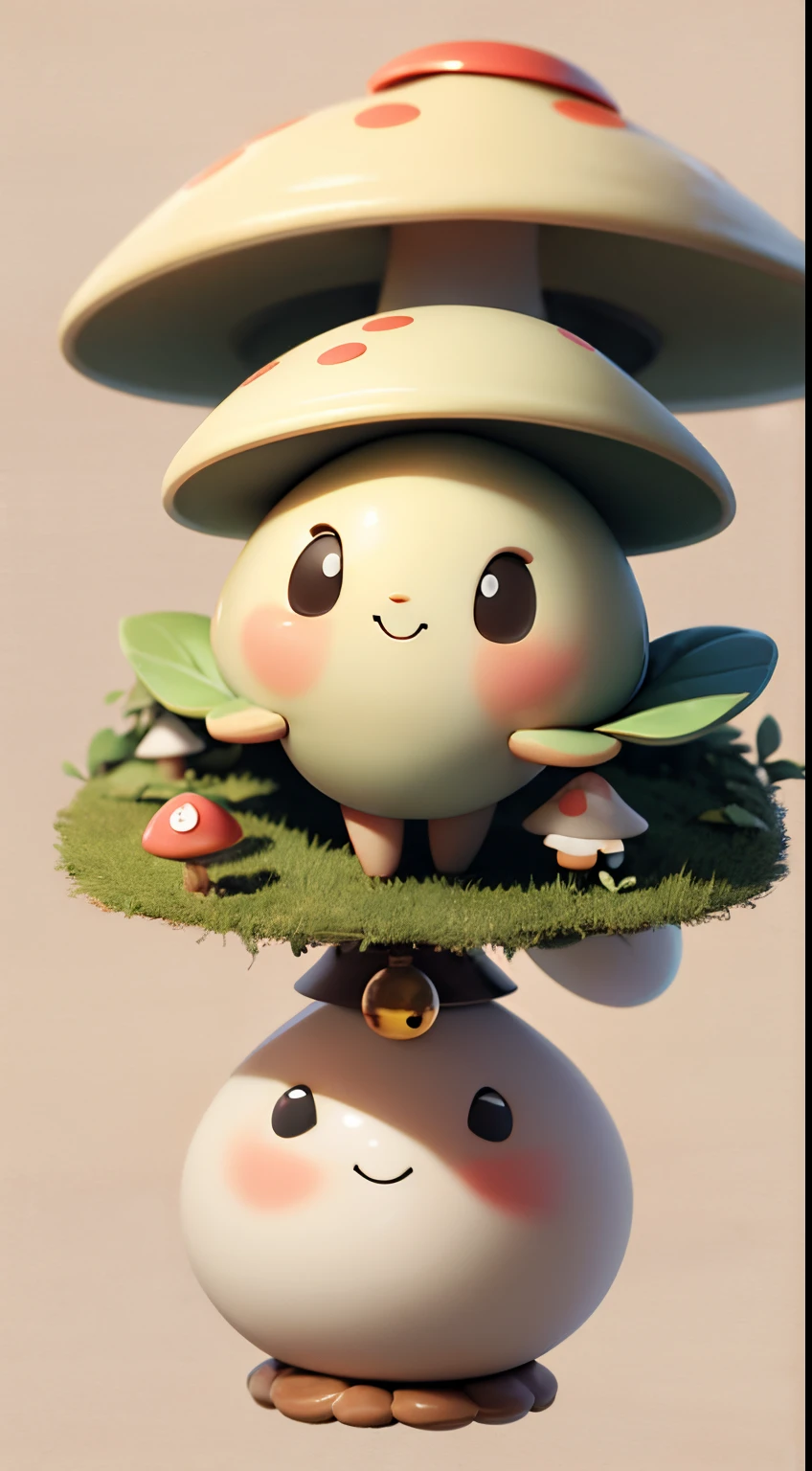 digitalart、Personification of the mushroom spirit、Yuru Chara Style、The hat is characteristic、Laugh、Wearing a bell