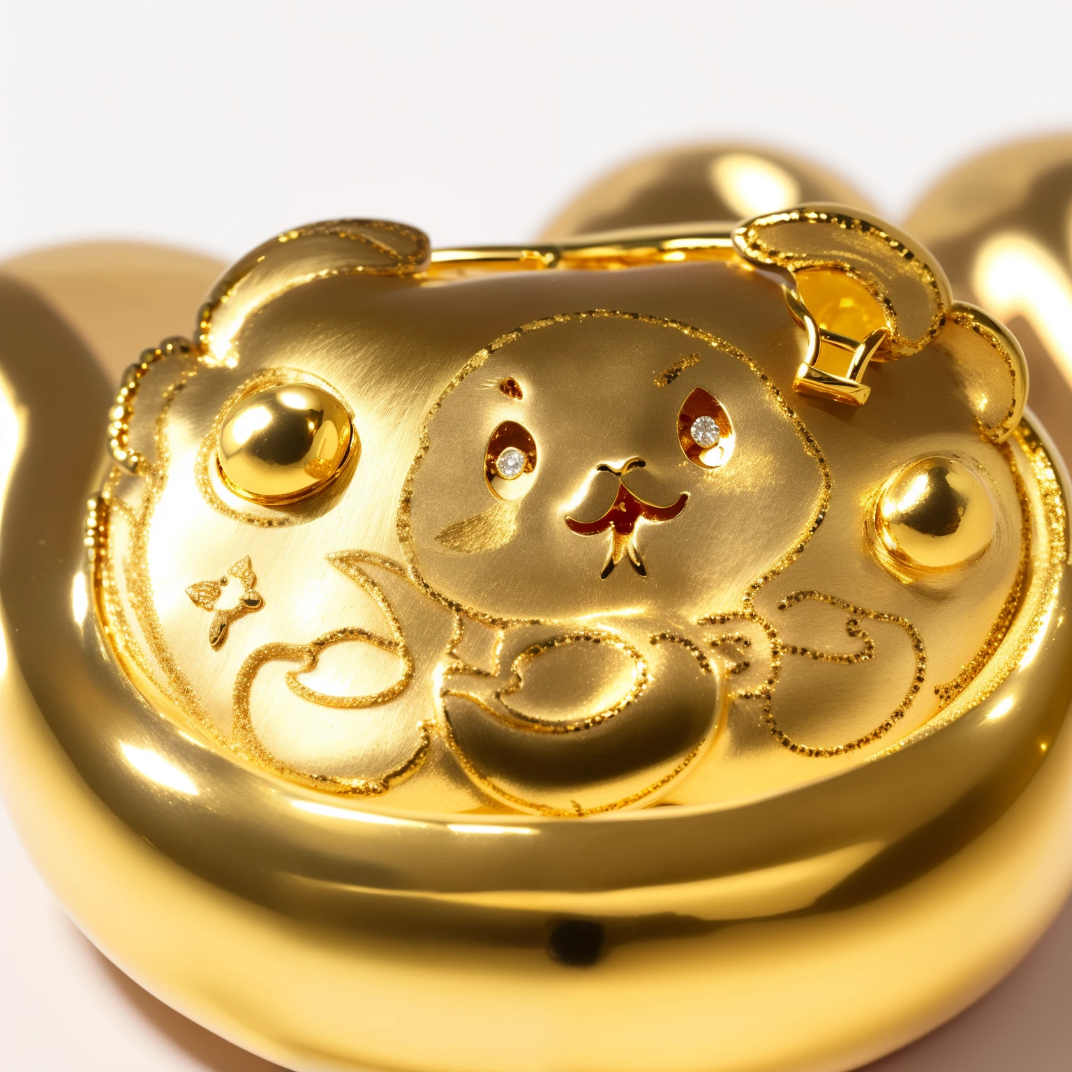 Gold plated small face cat head ring, gold earring, gilded with gold, 24k, Shui mo Hua, 9K, 9K, unrefined sparkling nugget of gold, mouse head, Gold ornaments, detailed product photo, Gold ornaments, 20k, gold inlay, high quality product photo, Inspired by Fu Miao