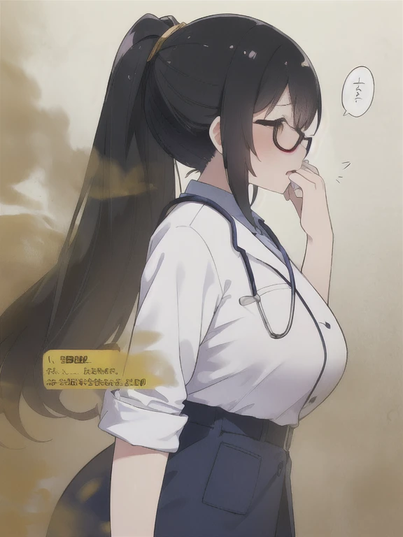 ((velocity)),Yellow smoke,Attacked by farts, (((Women a doctor))),velocity,(Yellow smoke is rising),i&#39;i&#39;i&#39;i&#39;i&#39;i&#39;toilet)),((One Woman)),((A girl smells a fart and gets scared)),(​masterpiece:1.2、top-quality)、(the Extremely Detailed CG Unity 8K Wallpapers、ultra-detailliert、Best Shadows)、(细致背景)、(The best lighting、extremely delicate and beautiful)、depth of fields、1girl in、独奏、facing the screen、closed her eyes,Women doctor,Ephemeral,,(ponytail),(blackhair)),((((Girl is surprised when she smells the bad smell of farts)))),(wear glasses),outfit like a doctor,((((profile facing diagonally)))),((i&#39;I opened my mouth in surprise....)),((Looking you)),((Scared look)),((massive fart)),((fart text)),(())