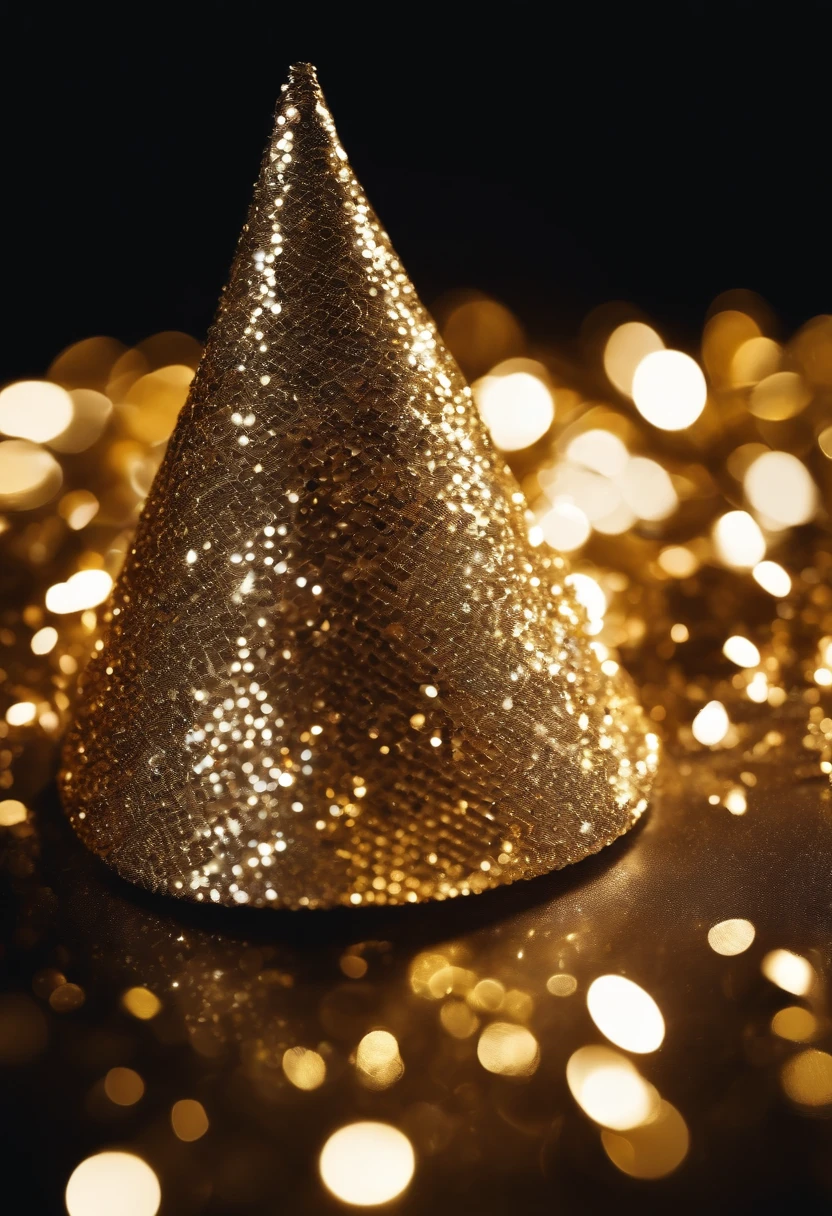 A visually stunning composition of a Christmas hat covered in shimmering silver and gold sequins, catching the light and creating a visually dazzling and glamorous image.